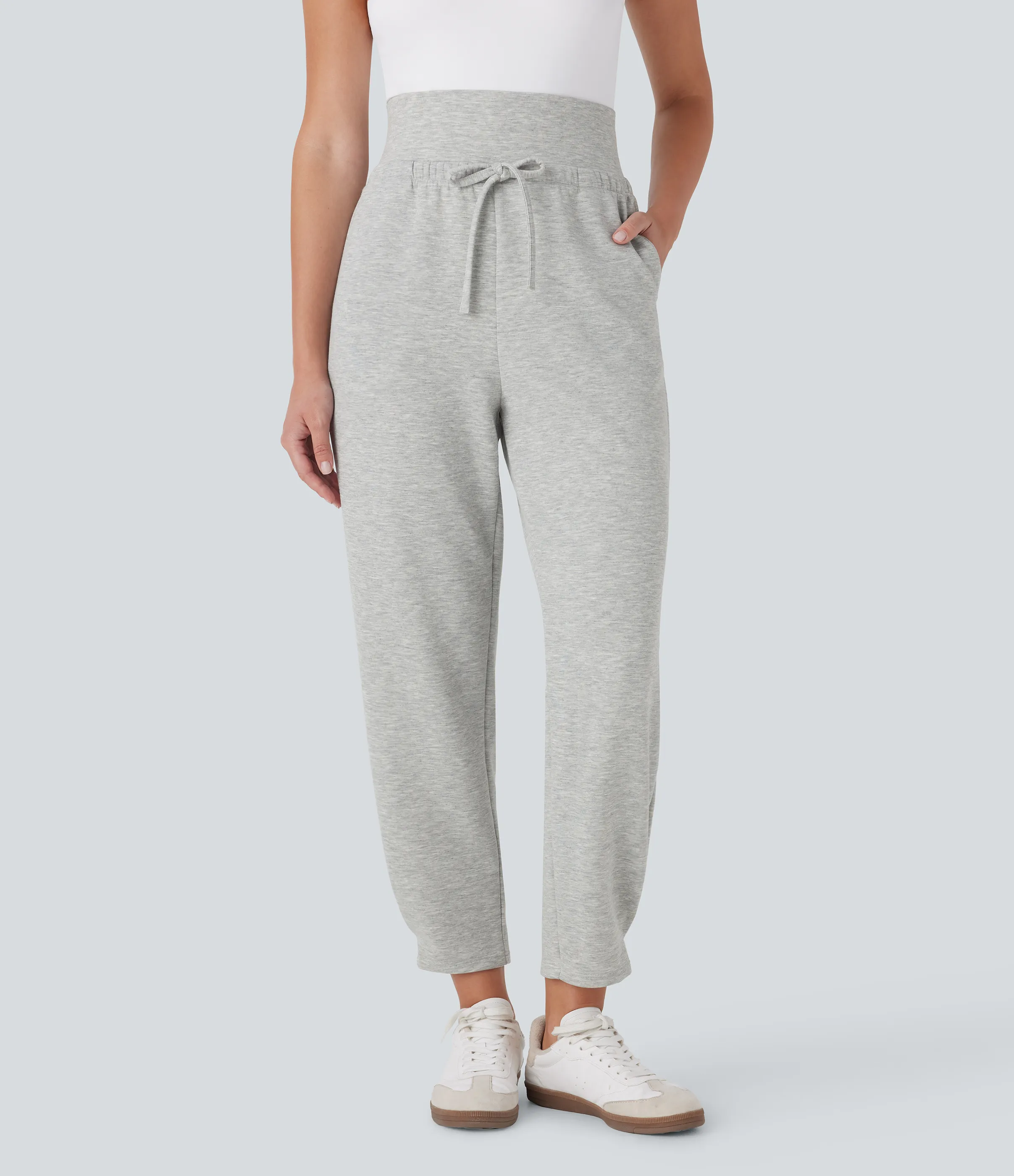 Halara Pantalón viaje ajustado tiro alto múltiple bolsillo cordón ajustable - Fog Gray - XL(regular) sold by Halara product image thumbnail 2