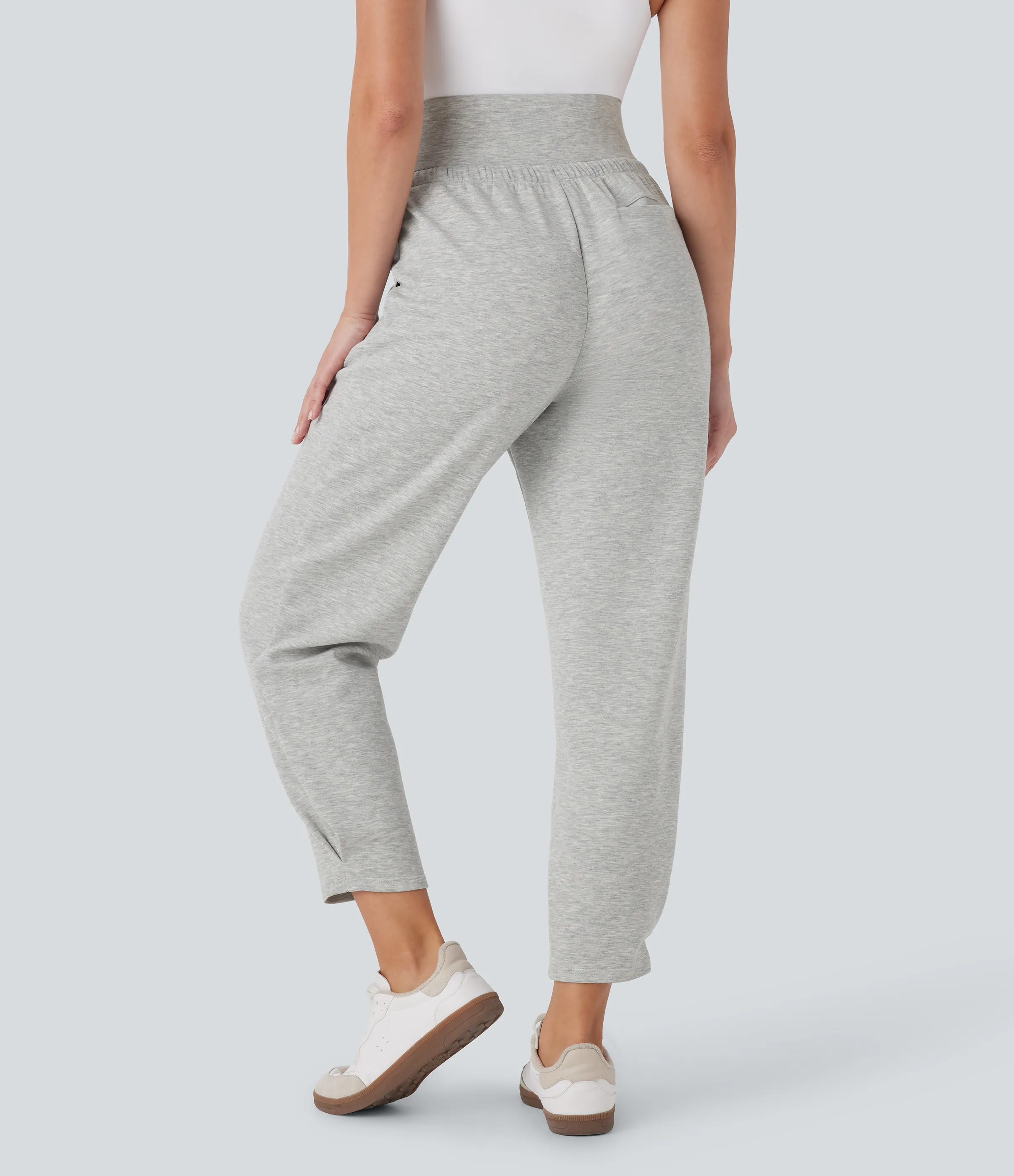 Halara Pantalón viaje ajustado tiro alto múltiple bolsillo cordón ajustable - Fog Gray - XL(regular) sold by Halara product image thumbnail 3