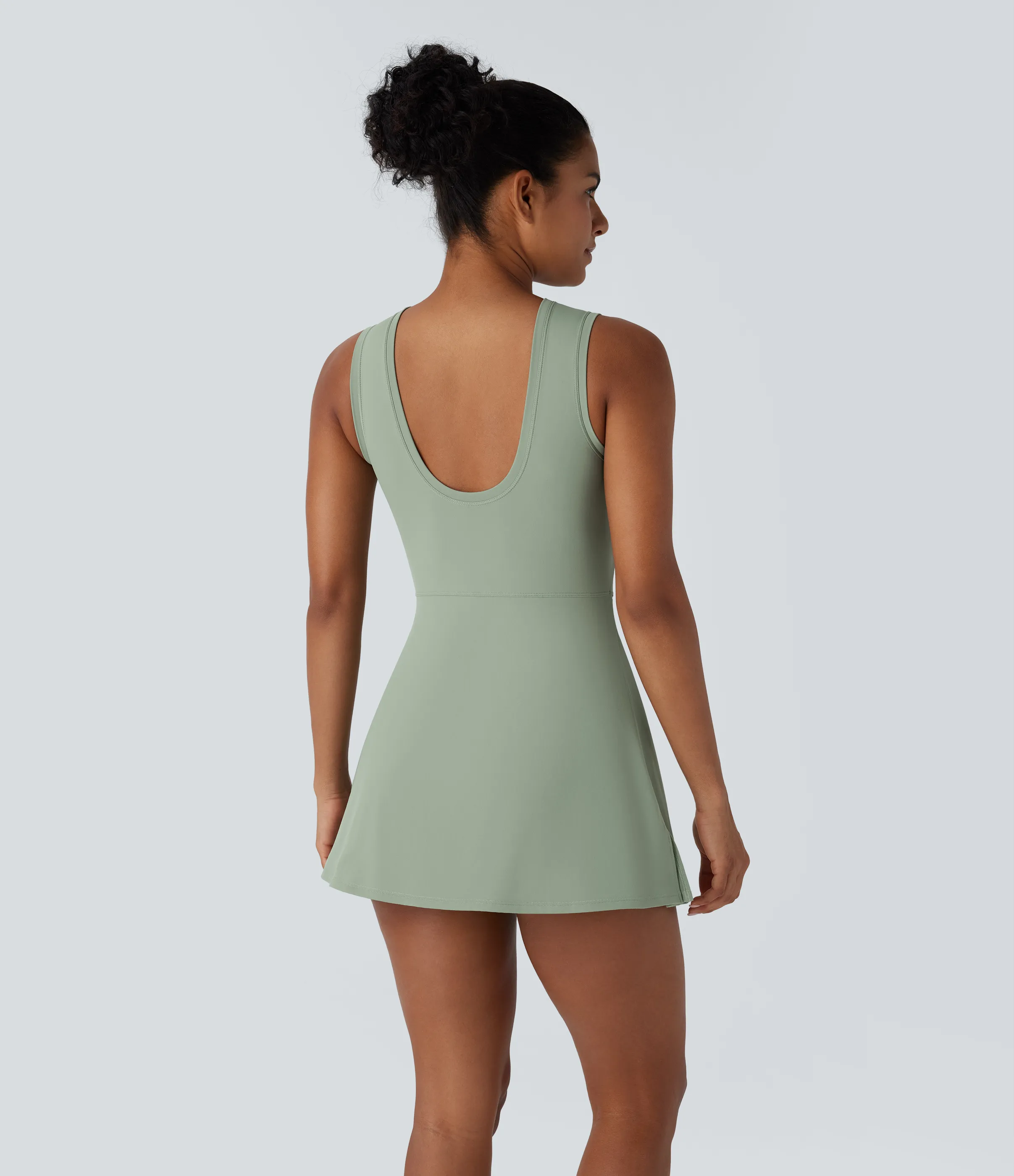 Halara Mini Vestido micro deportivo pickleball bolsillo lateral 2 en 1 sin espalda sin mangas cruzado lazo delantera - Frosty Green - XL sold by Halara product image thumbnail 3