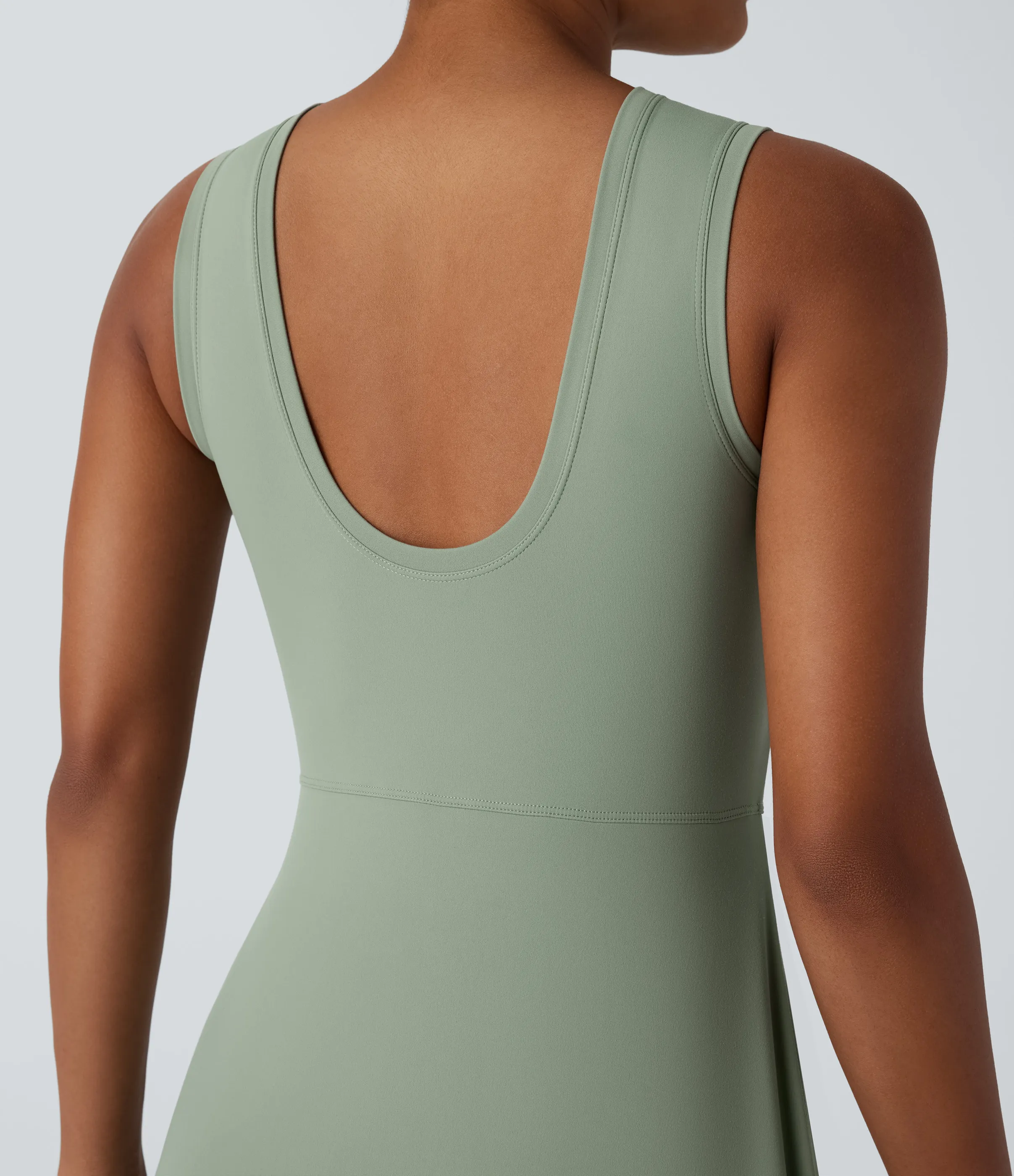 Halara Mini Vestido micro deportivo pickleball bolsillo lateral 2 en 1 sin espalda sin mangas cruzado lazo delantera - Frosty Green - XL sold by Halara product image thumbnail 5