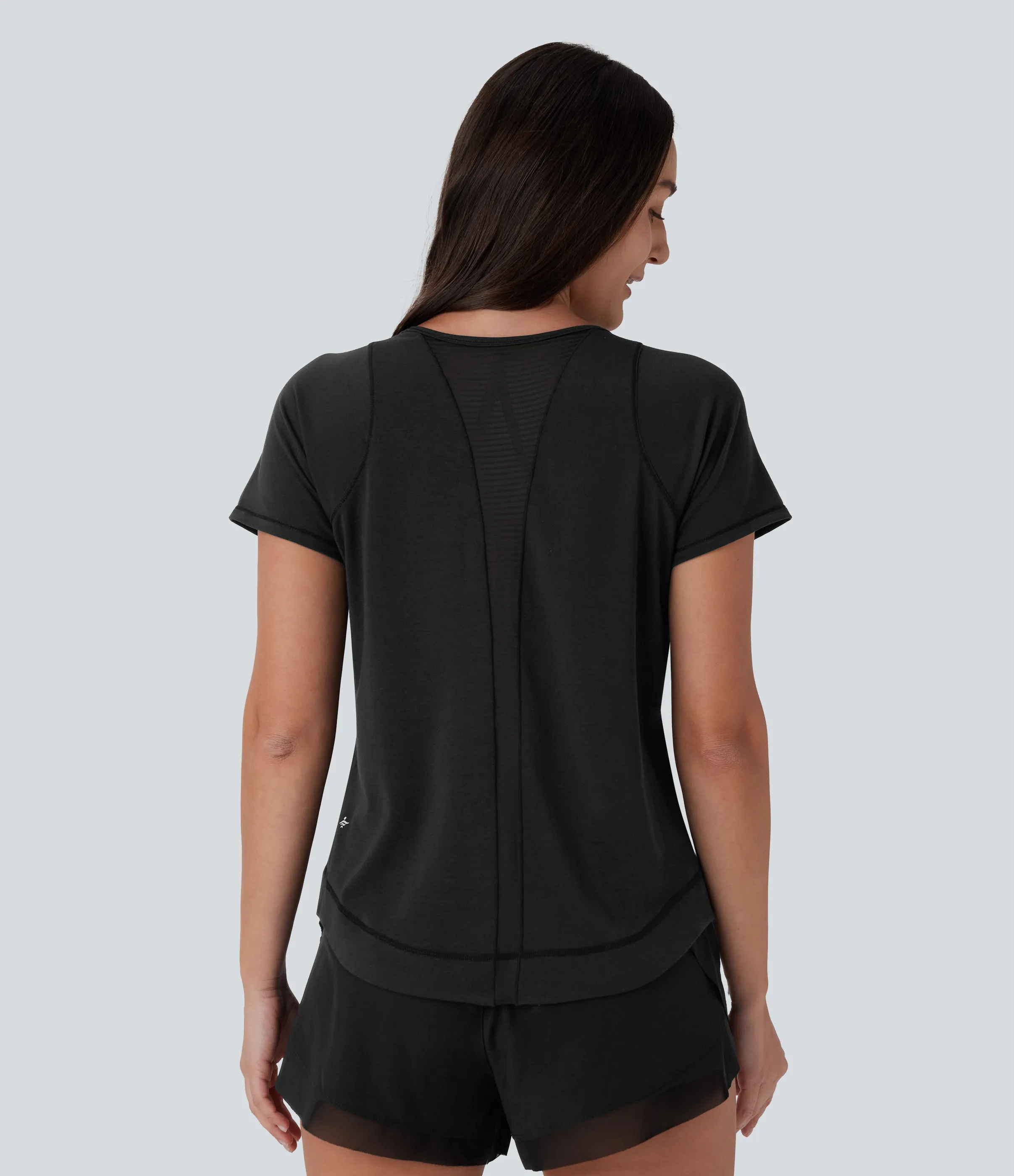 Halara Camiseta deportiva correr secado rápido cuello redondo manga corta dobladillo curvo - Black - XS sold by Halara product image thumbnail 3