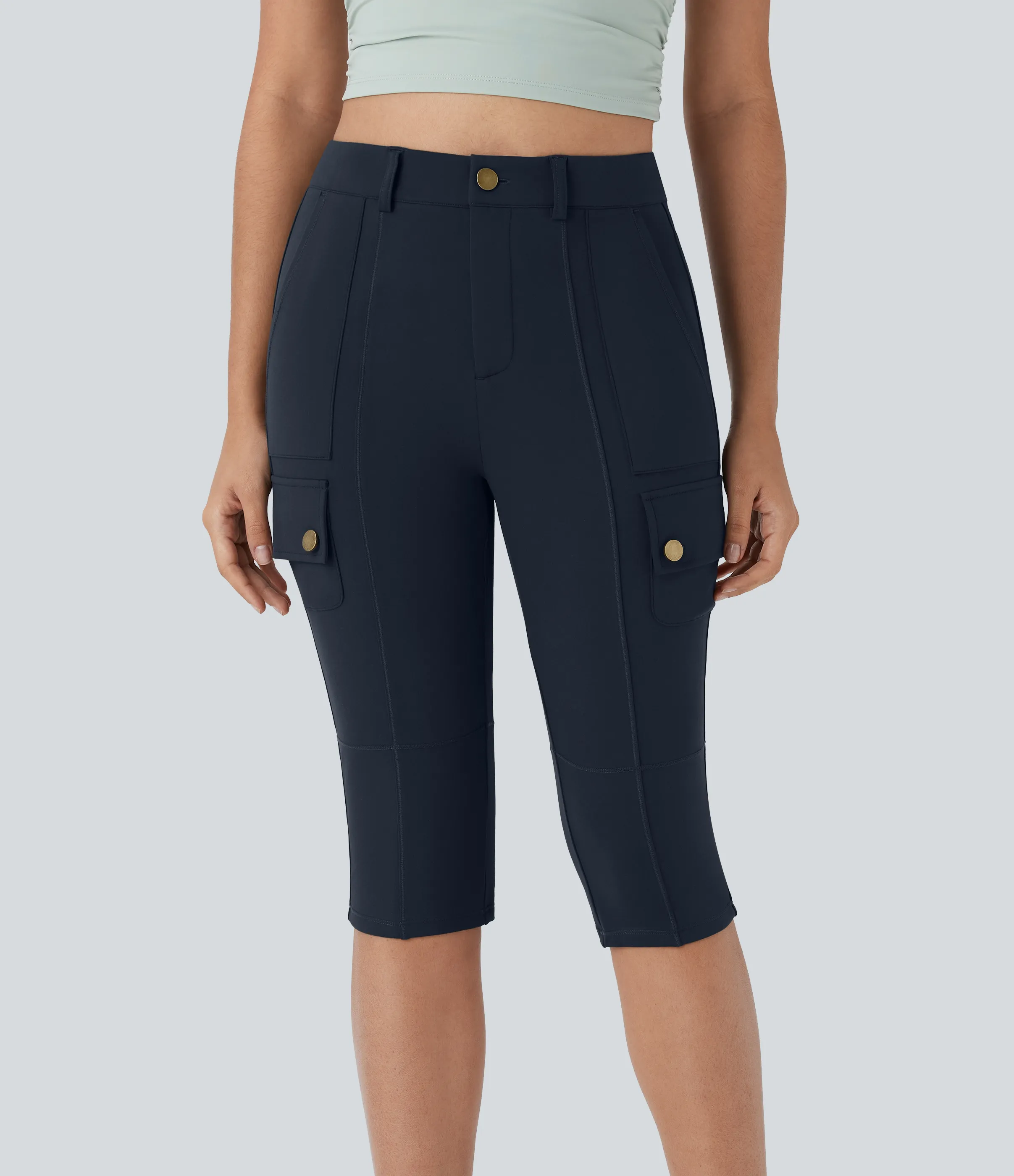 Halara Pantalón cargo ajustado tiro alto cremallera botón múltiple bolsillo bolsillo lateral - Midnight Blue - S sold by Halara product image thumbnail 4