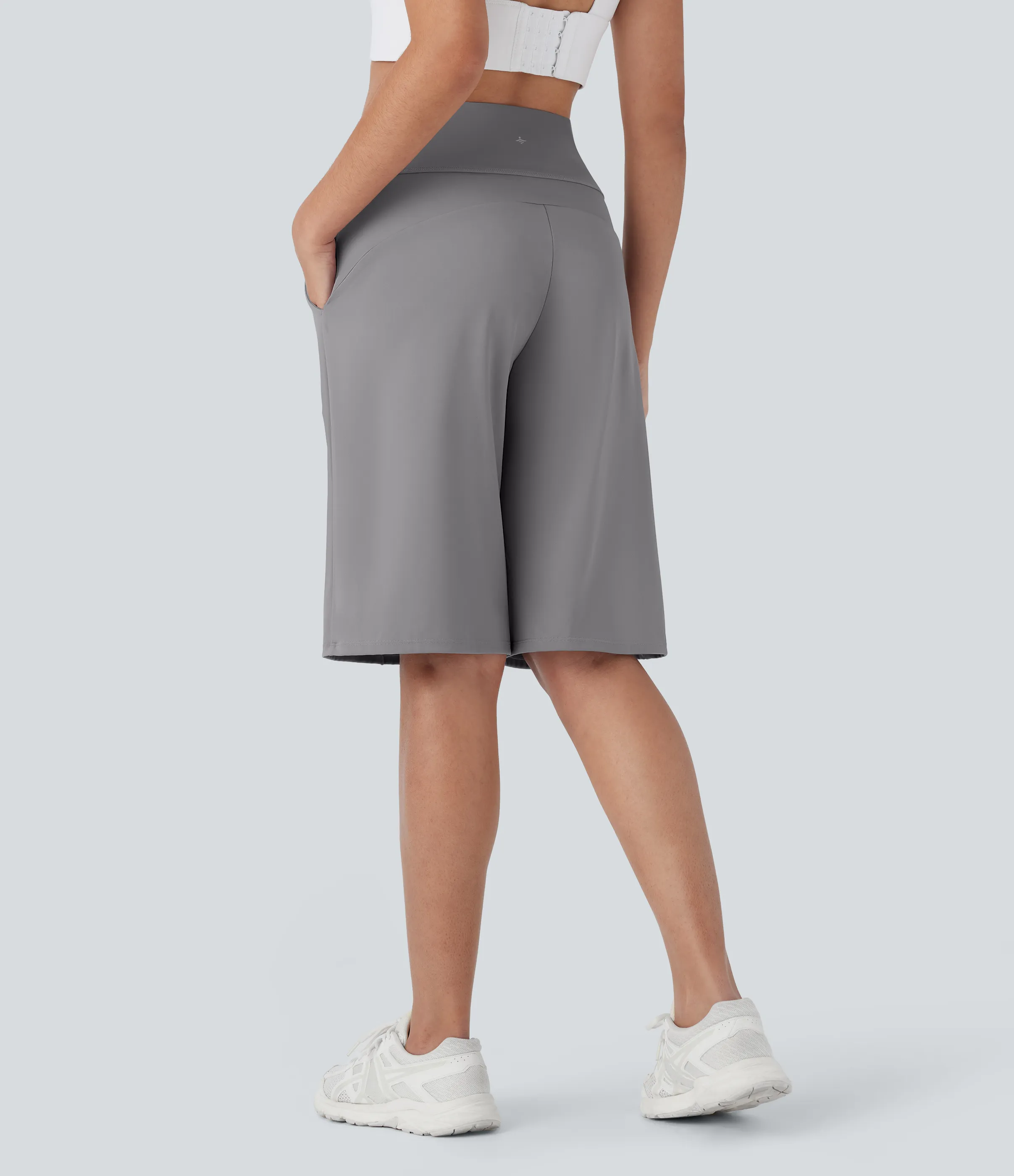 Halara Bermudas Softlyzero™ Airy entrenamiento tiro alto bolsillo lateral pierna recta tacto fresco - UPF 50+ - Gull - M sold by Halara product image thumbnail 3