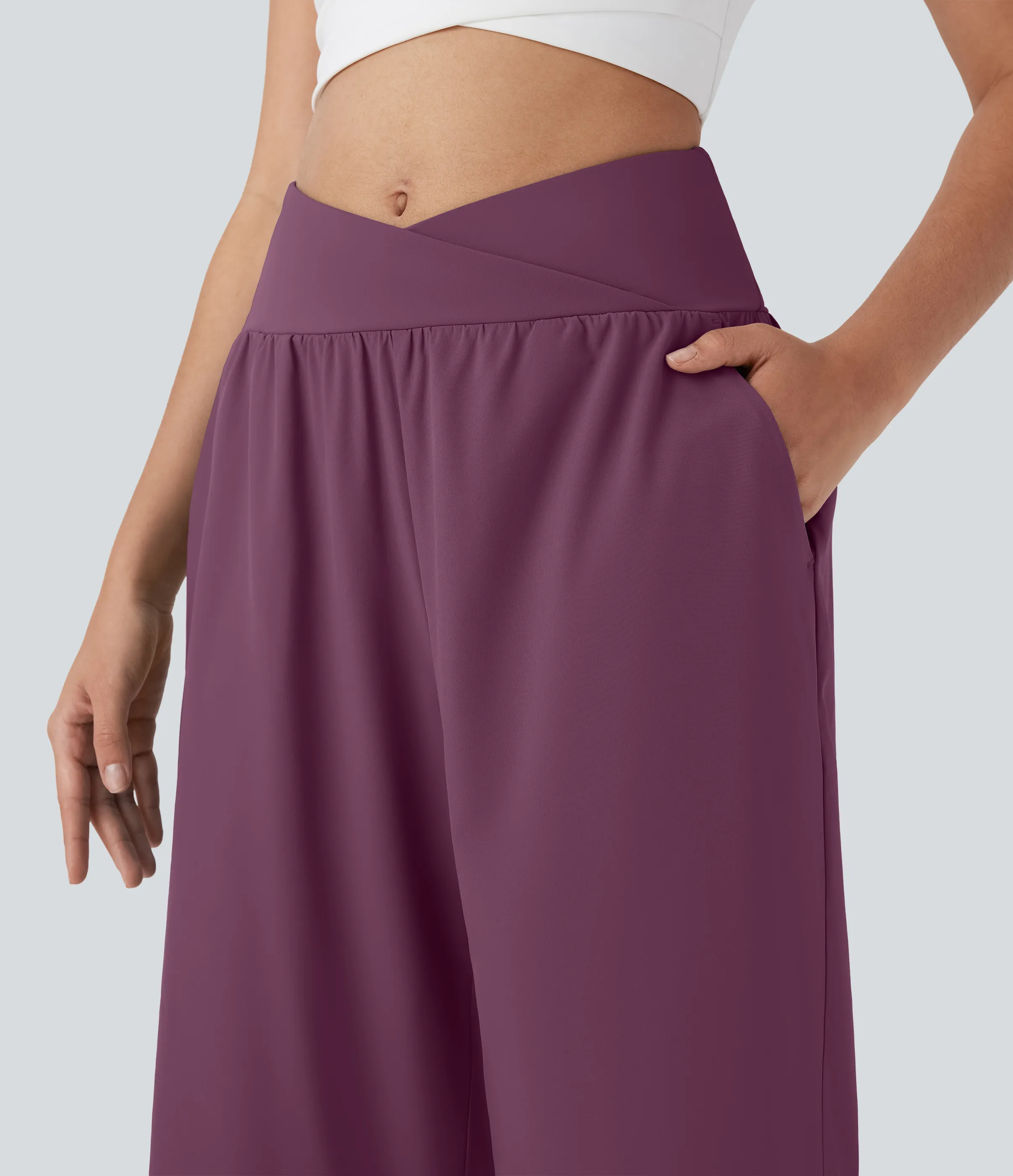 Halara Pantalón Breezeful™ capri resort tiro alto bolsillo lateral cruzado abertura secado rápido - Amaranth - XL(regular) sold by Halara product image thumbnail 5