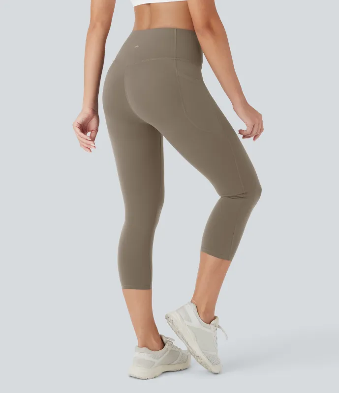 Halara Leggings capri de entrenamiento Halara UltraSculpt™ moldeadores de tiro alto efecto push-up y reductor de abdomen con bolsillos - Dawn Brown - XL made by Halara