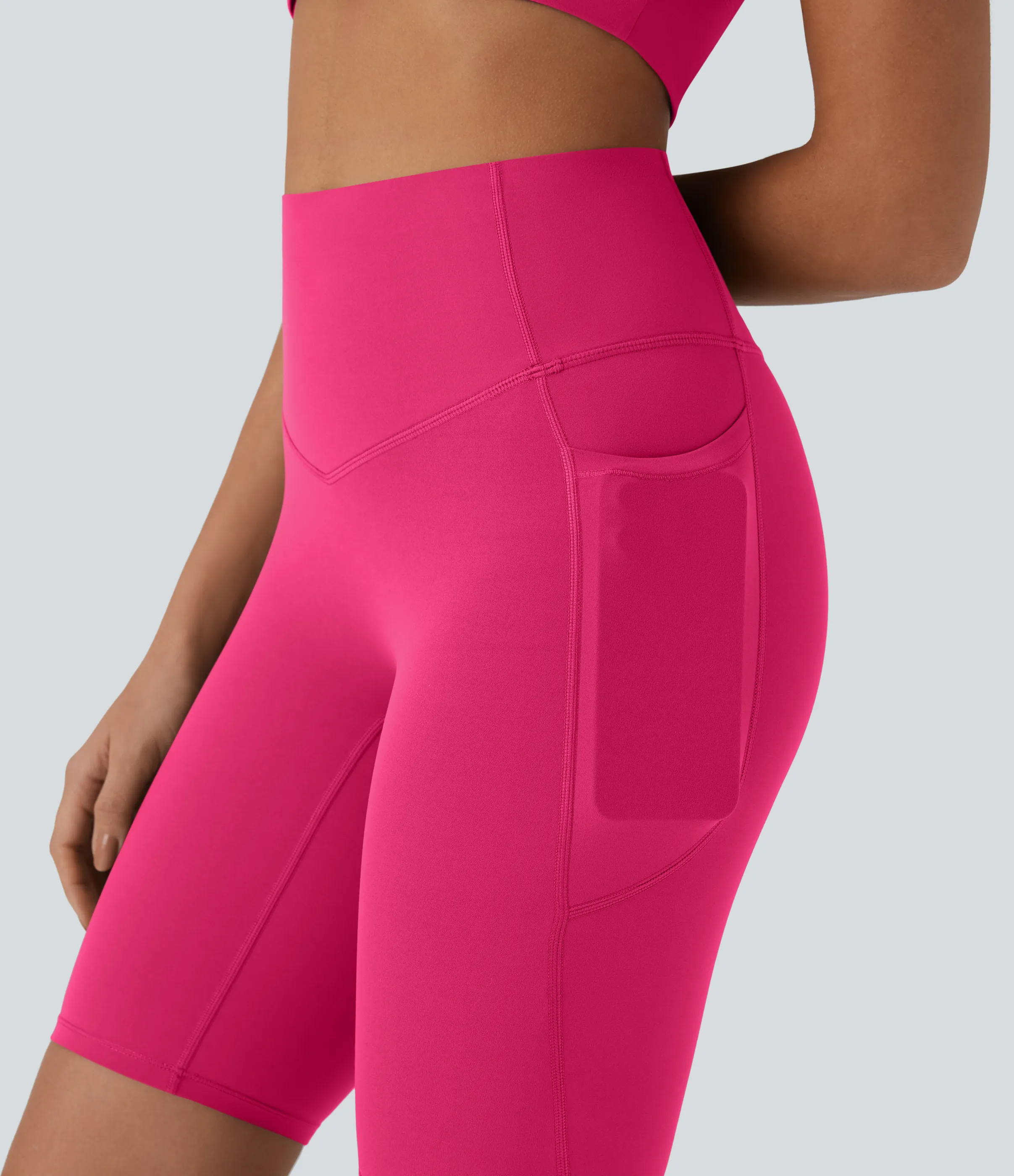 Halara Shorts biker Halara UltraSculpt™ moldeadores tiro alto con reductor de abdomen y bolsillos laterales 22.8cm - Bright Rose - L sold by Halara product image thumbnail 5