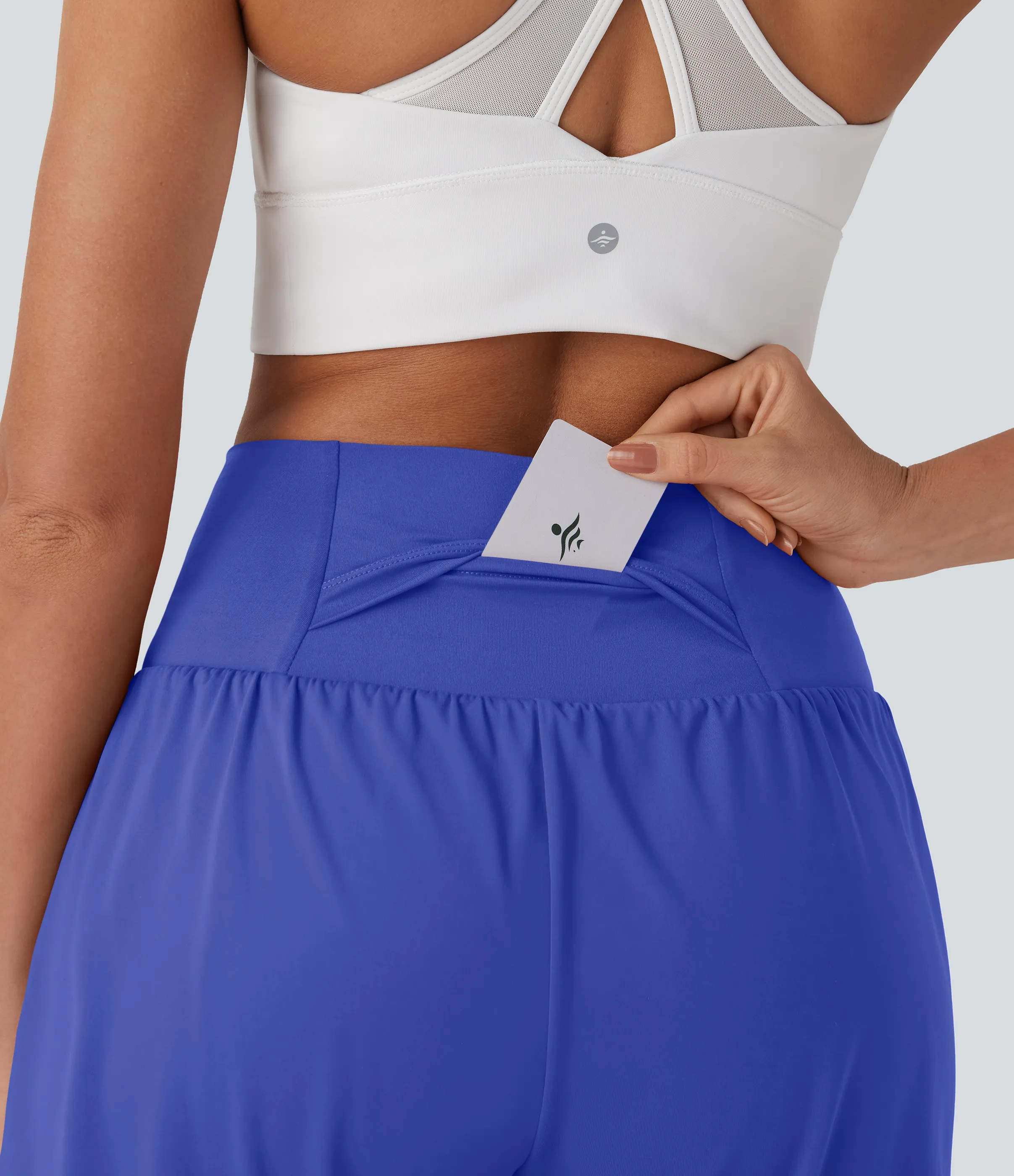 Halara Pantalones cortos de yoga Softlyzero™ Airy 2 en 1 de 17.5cm de tiro alto con tacto fresco y bolsillos - Aster Blue - S sold by Halara product image thumbnail 5