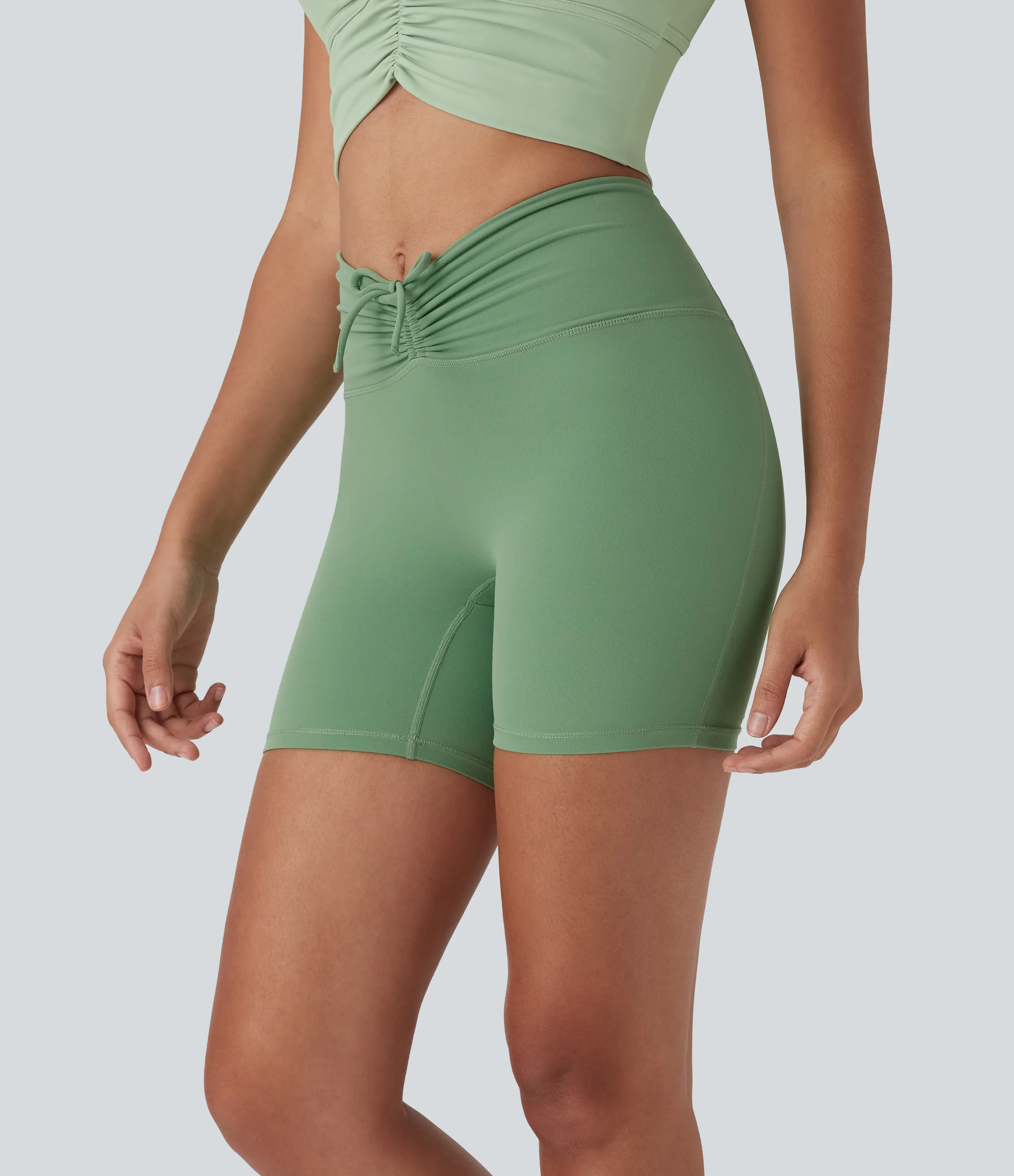 Halara Shorts de yoga biker moldeadores Halara UltraSculpt™ de 12,7cm de tiro alto con cordón fruncido y bolsillo trasero - Kashmir - S sold by Halara product image thumbnail 4