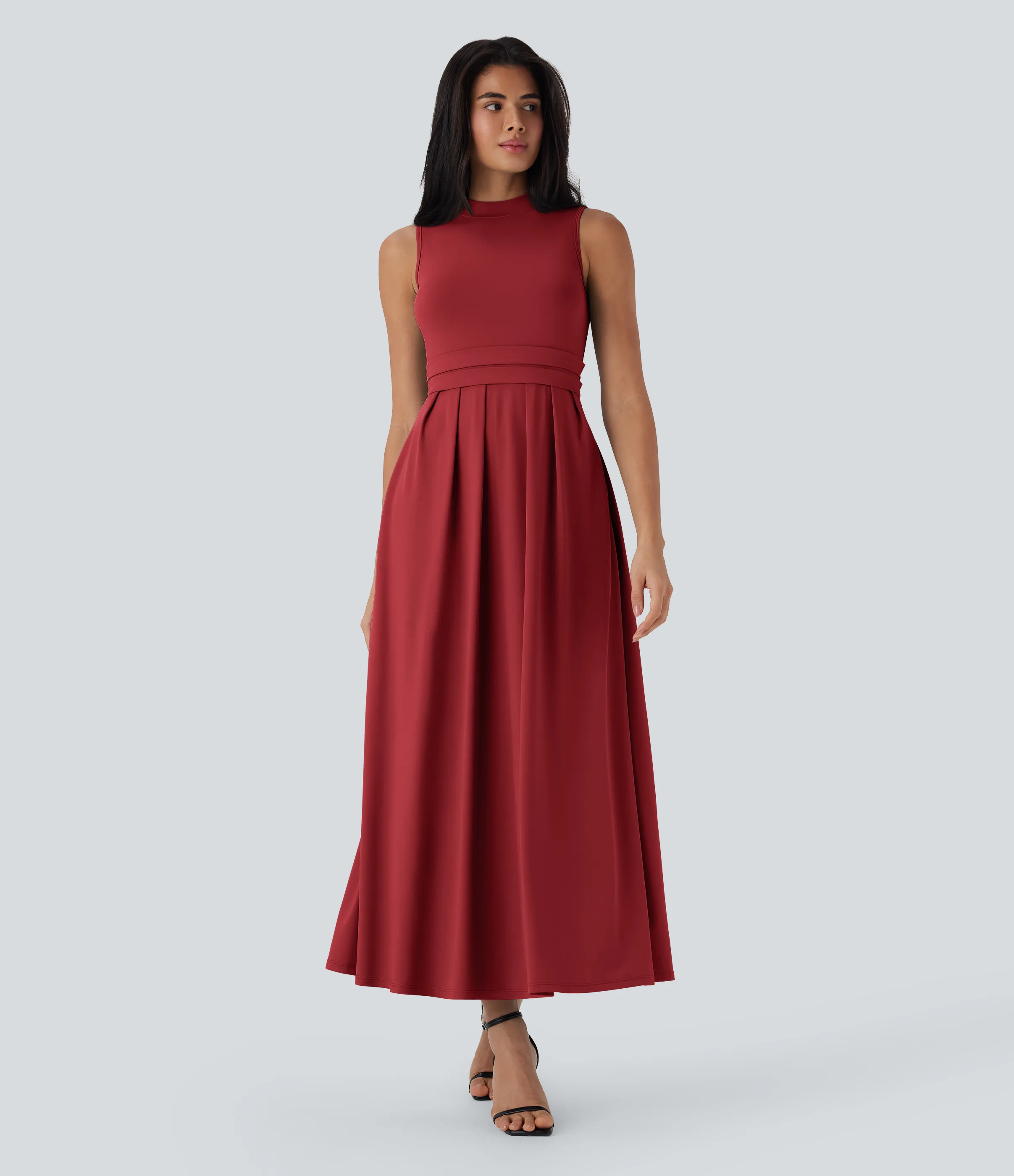 Halara Vestido largo casual sin mangas con cuello alto y bolsillos laterales - Emboldened - L sold by Halara product image thumbnail 2