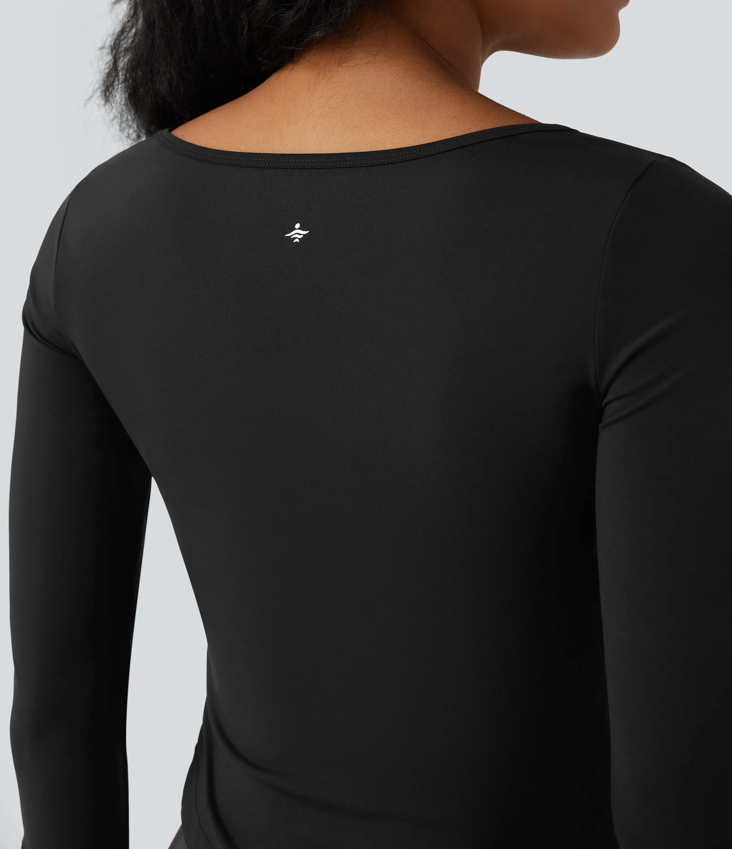 Halara Top deportivo de entrenamiento SoftlyZero™ con cuello cuadrado de manga larga con fruncido y tacto fresco - Black - M sold by Halara product image thumbnail 5