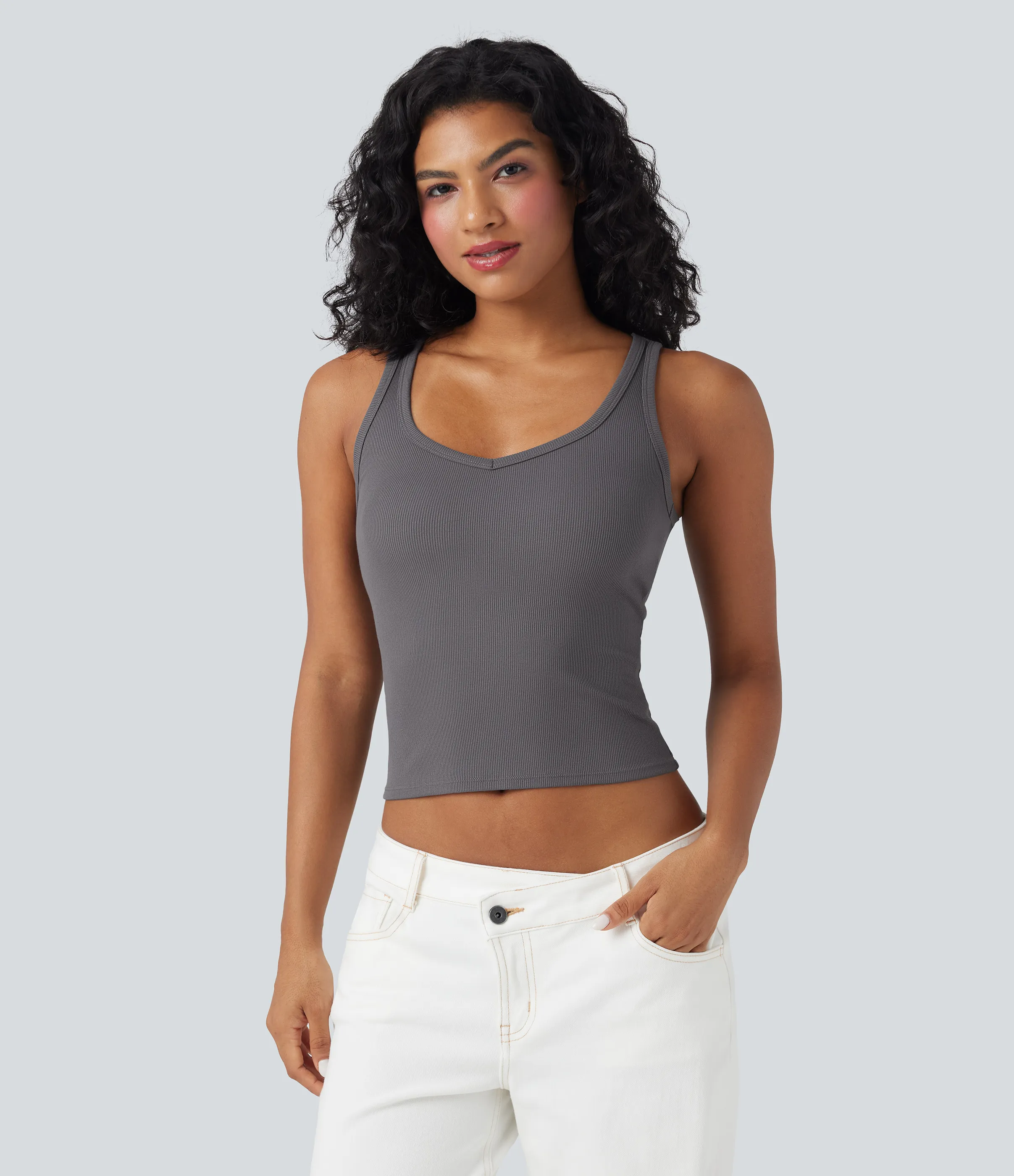 Halara Camiseta sin mangas casual acanalada - Volcanic Glass - XL sold by Halara product image thumbnail 2