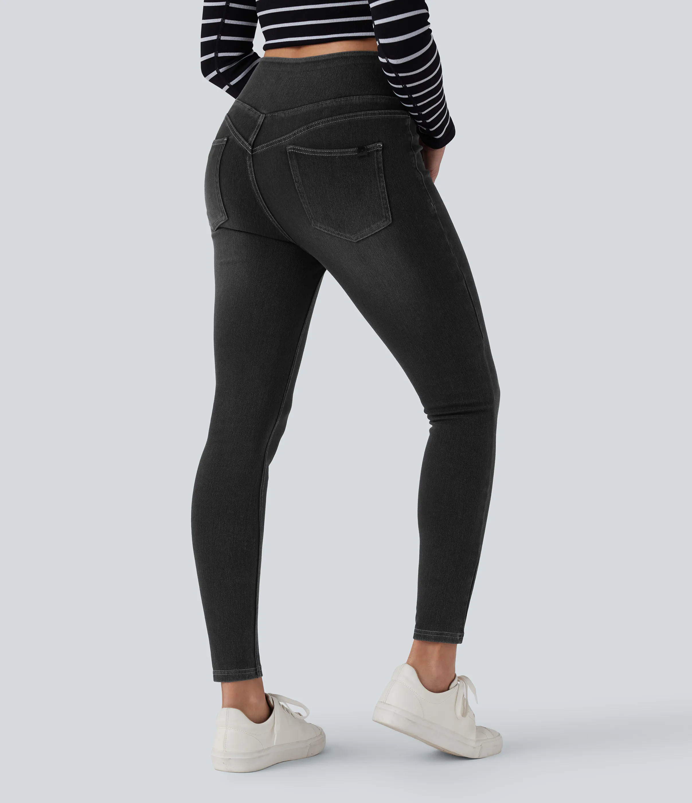 Halara Leggings casuales ajustados de mezclilla Halara Flex™ con control de abdomen y tiro alto con bolsillos - Poppy Seed Denim - XS(regular) sold by Halara product image thumbnail 3