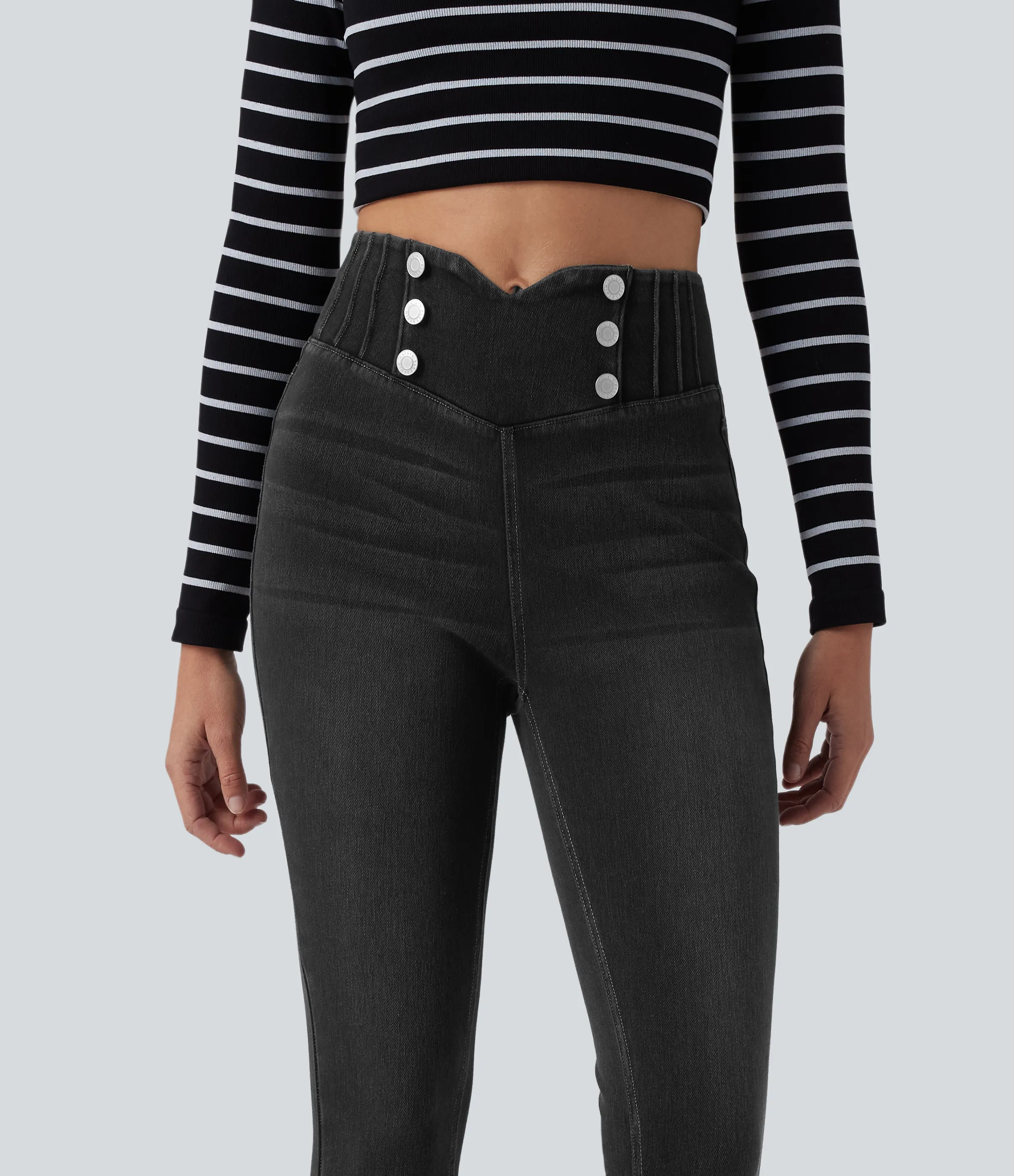 Halara Leggings casuales ajustados de mezclilla Halara Flex™ con control de abdomen y tiro alto con bolsillos - Poppy Seed Denim - XS(regular) sold by Halara product image thumbnail 5