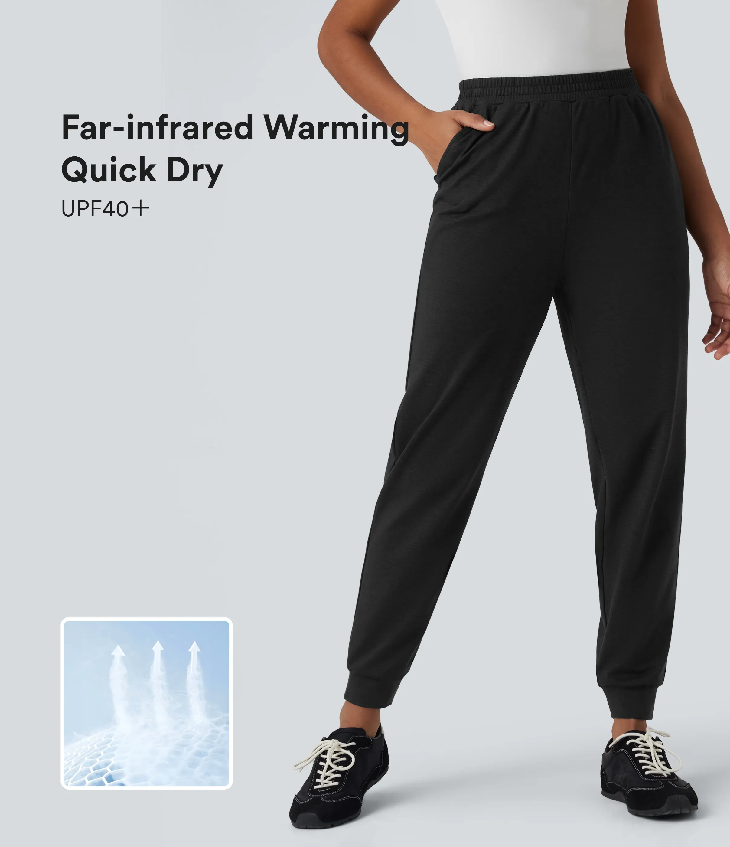 Halara Joggers casuales de tiro alto con secado rápido y bolsillos - UPF 40+ - Coal Fade - XS(regular) sold by Halara