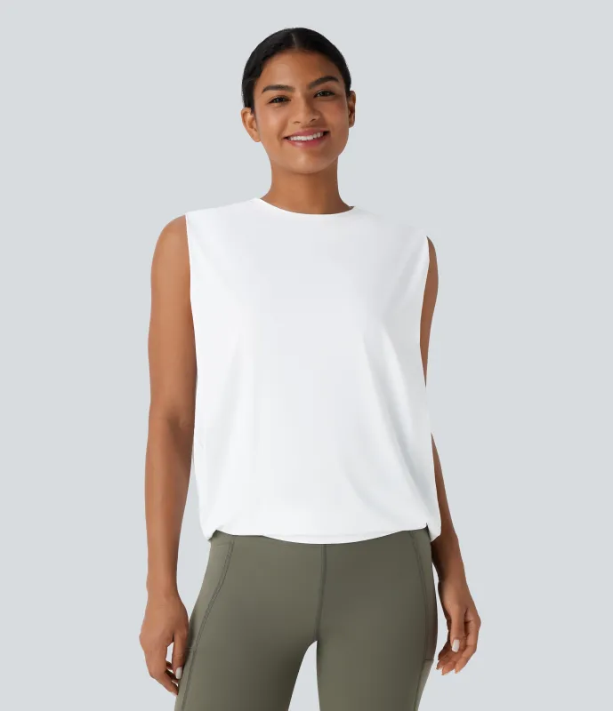 Halara Camiseta yoga cuello redondo fruncido tacto fresco - UPF 50+ - White - XS sold by Halara