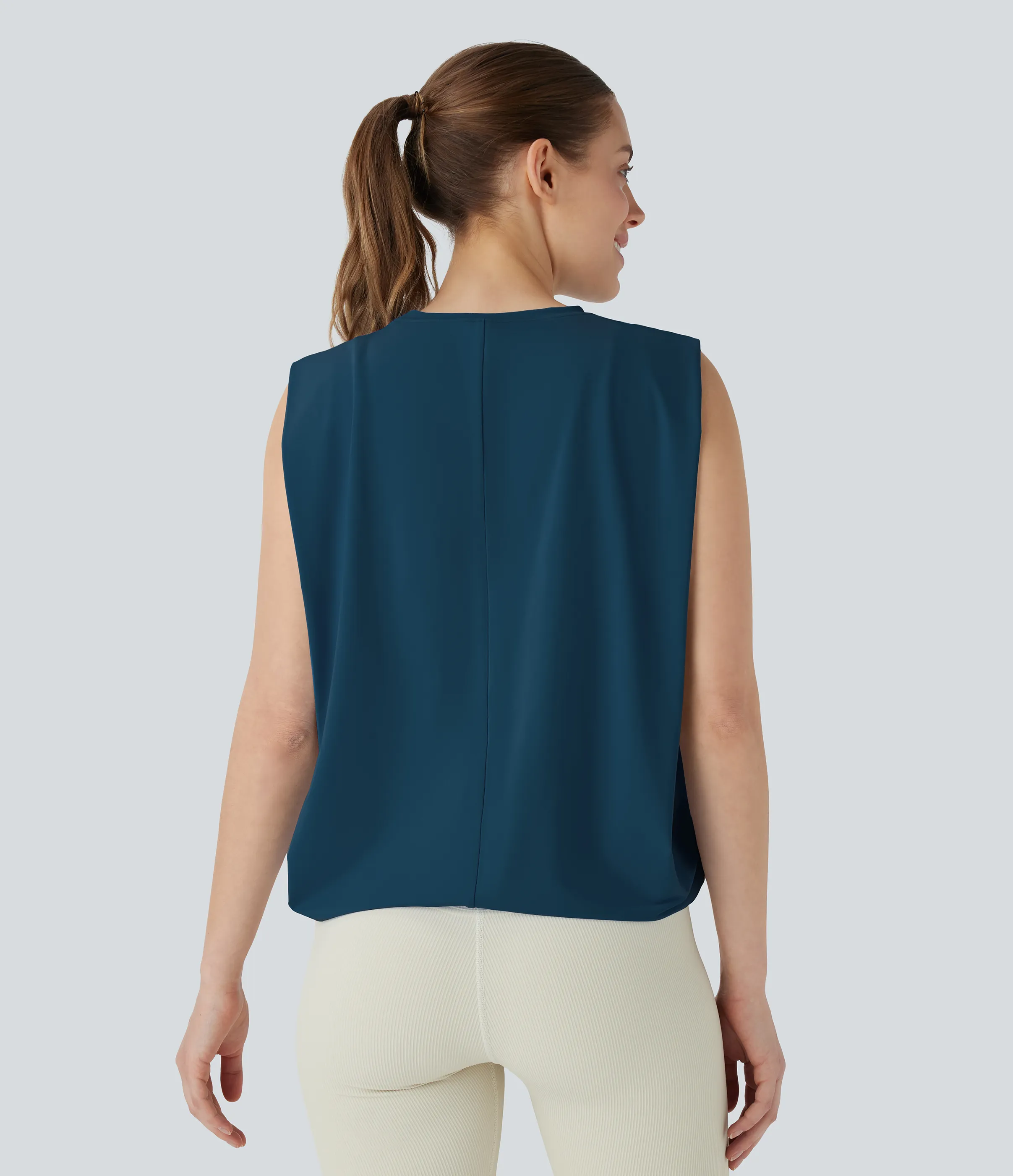Halara Camiseta yoga cuello redondo fruncido tacto fresco - UPF 50+ - Majolica Blue - XL sold by Halara product image thumbnail 3
