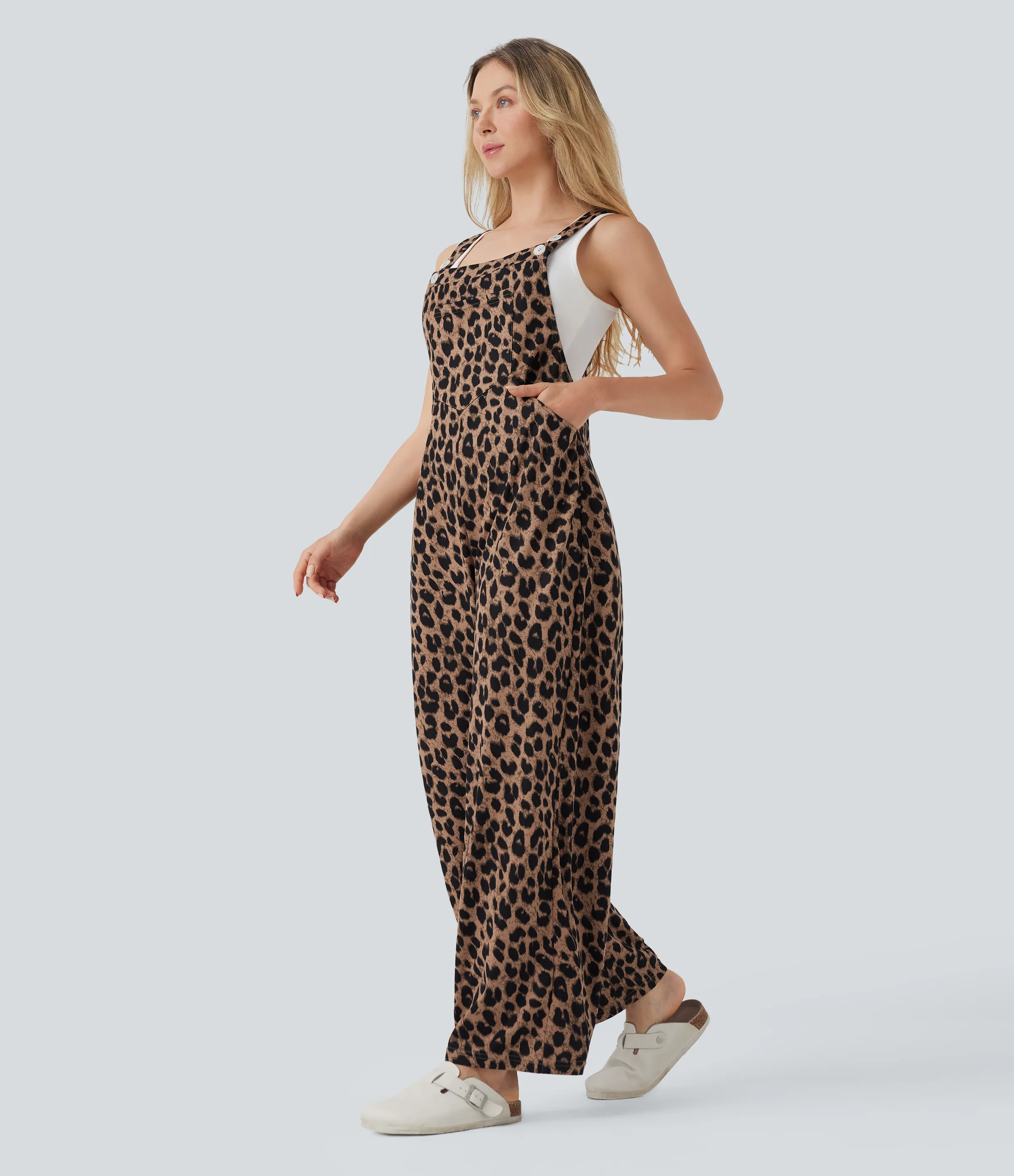 Halara Jumpsuit casual con estampado de leopardo y bolsillos - Noir Safari - S(petite) sold by Halara product image thumbnail 4
