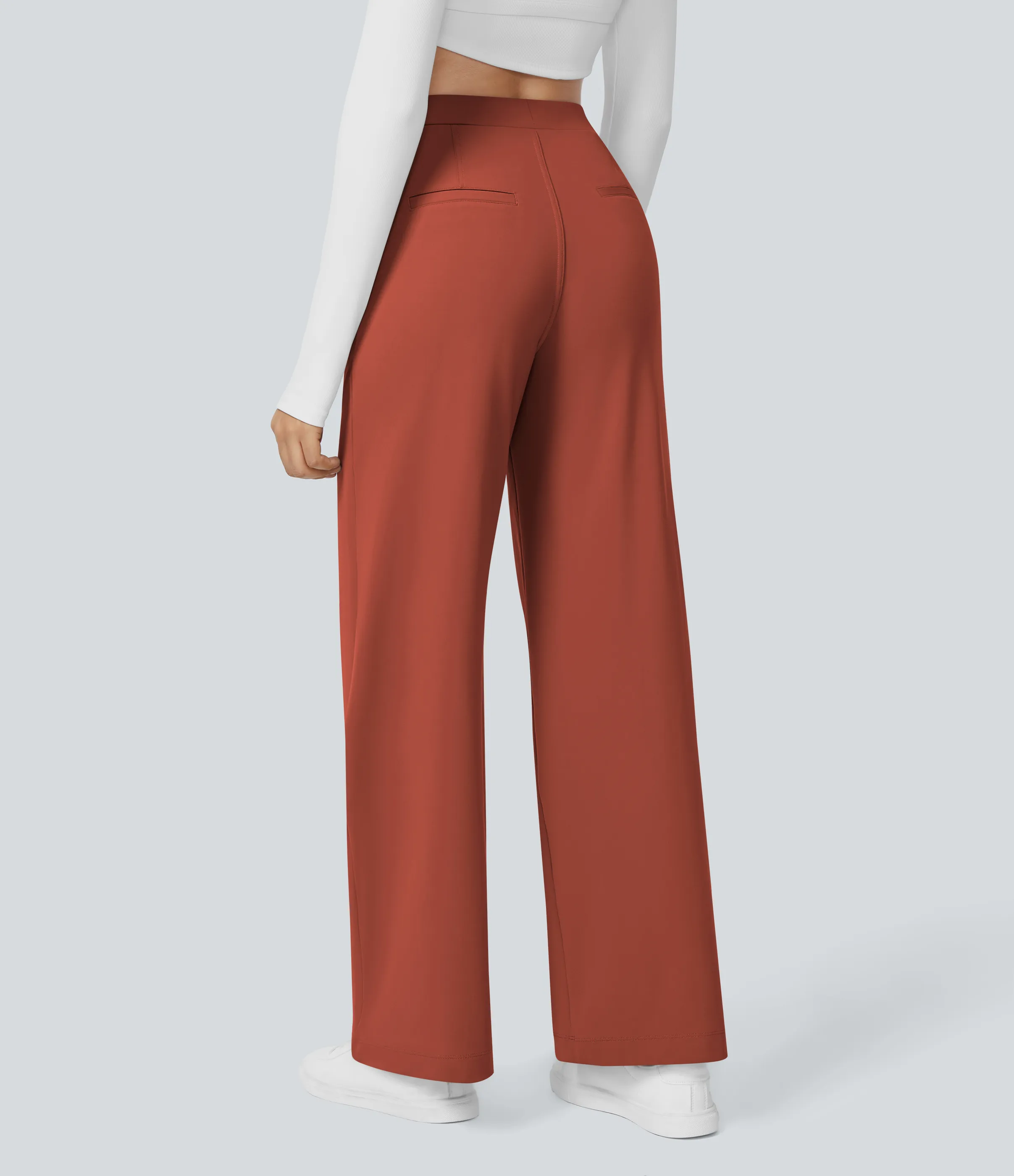 Halara Pantalón oficina pierna recta bolsillo lateral tiro alto pliegue - Cinnabar - L(regular) sold by Halara product image thumbnail 2
