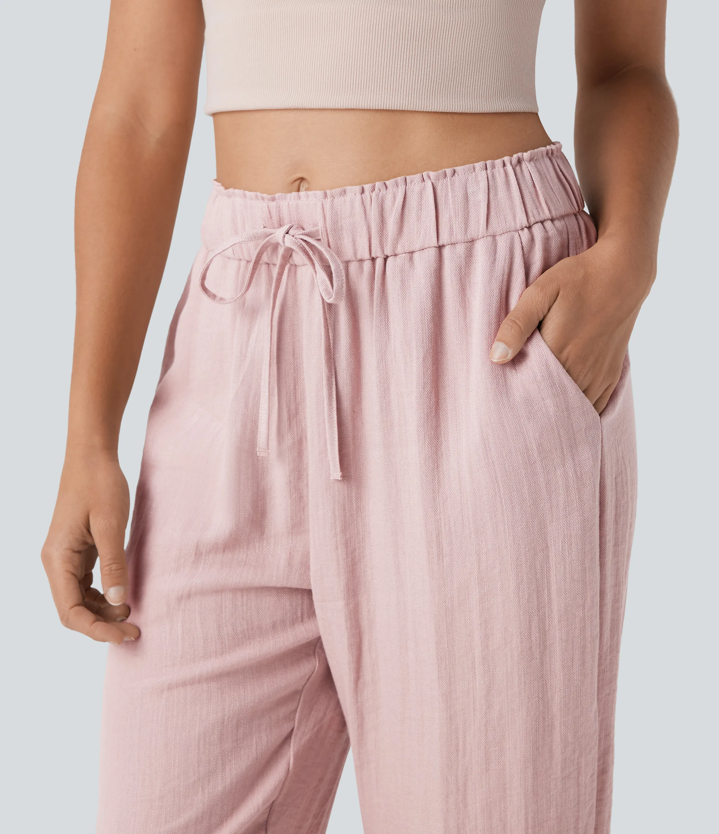 Halara Pantalones casuales ajustados de tiro medio con cordón y bolsillos - Potpourri - XL(regular) sold by Halara product image thumbnail 5