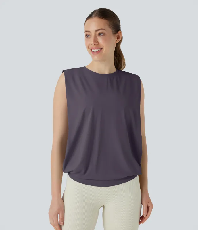 Halara Camiseta yoga cuello redondo fruncido tacto fresco - UPF 50+ - Vintage Violet - S made by Halara