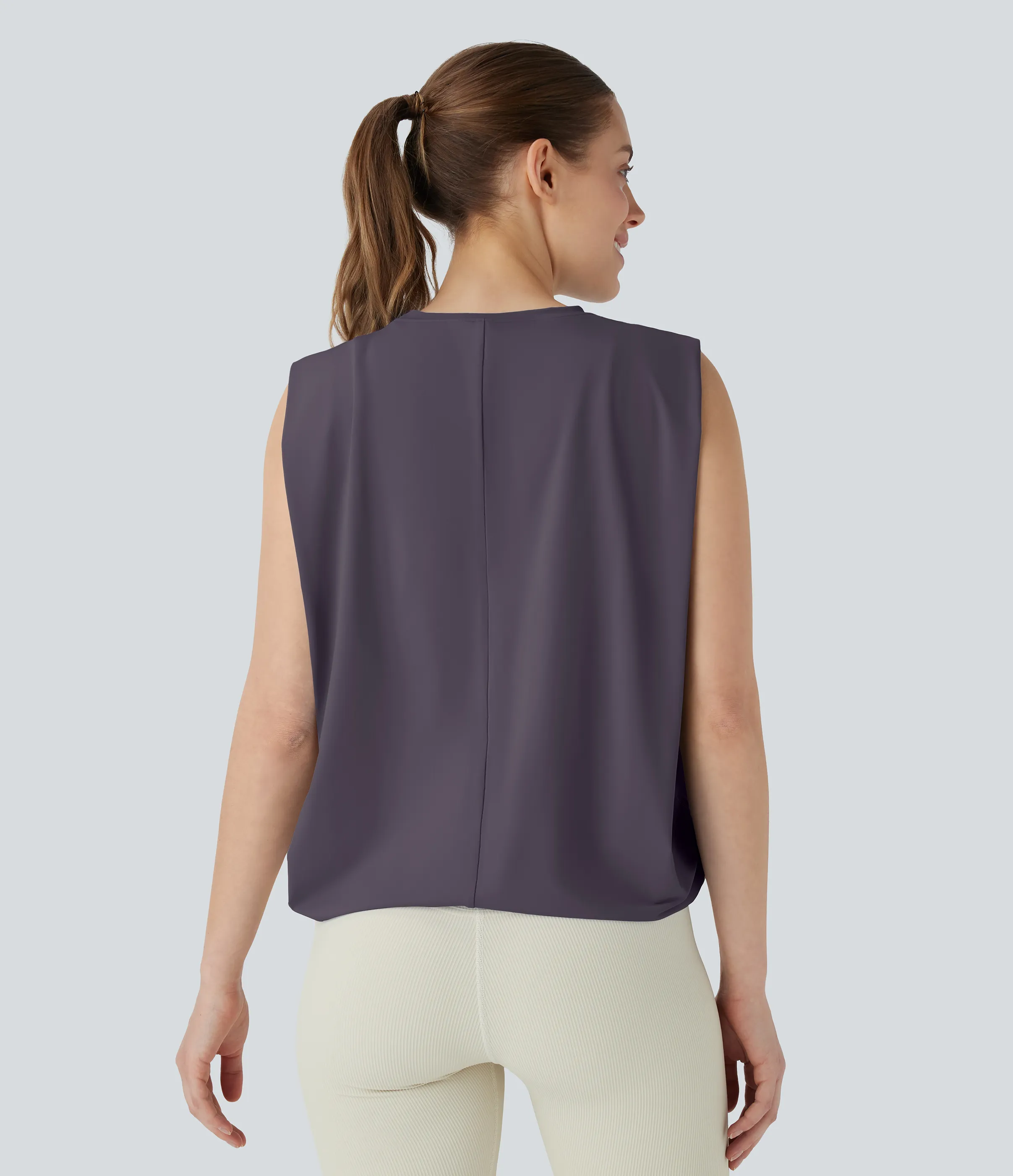 Halara Camiseta yoga cuello redondo fruncido tacto fresco - UPF 50+ - Vintage Violet - S sold by Halara product image thumbnail 3