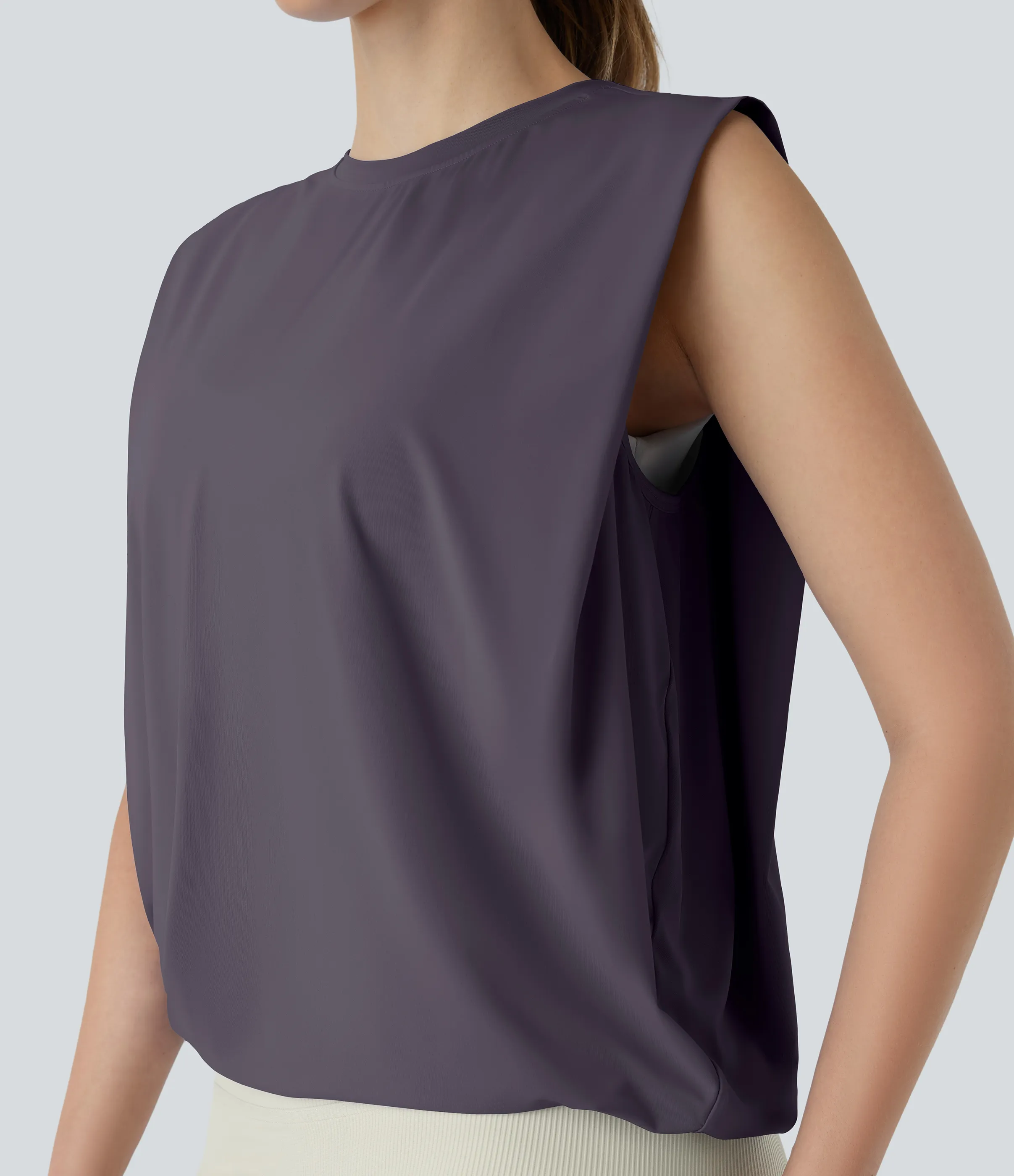 Halara Camiseta yoga cuello redondo fruncido tacto fresco - UPF 50+ - Vintage Violet - S sold by Halara product image thumbnail 5