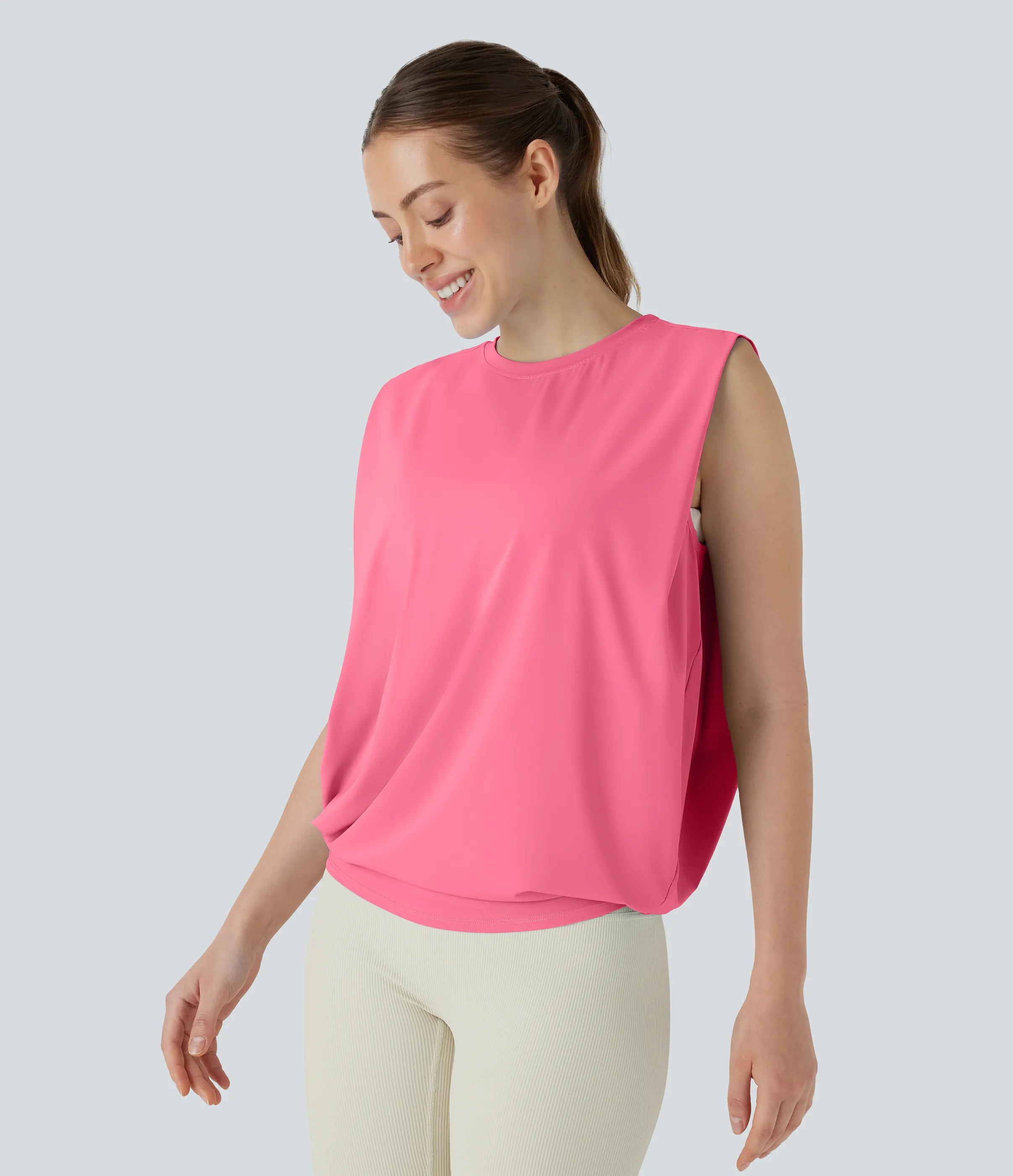 Halara Camiseta yoga cuello redondo fruncido tacto fresco - UPF 50+ - Pink Lemonade - M sold by Halara product image thumbnail 4