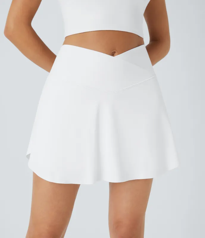 Halara Falda tenis Softlyzero™ Airy Crossover 2 en 1 tacto fresco bolsillo lateral-Lucid-Largo más largo-UPF50+ - White - S(Long) made by Halara