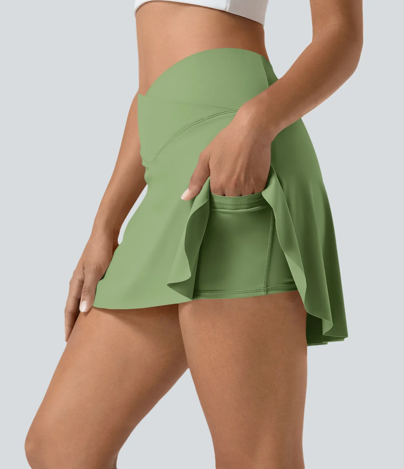 Halara Minifalda tenis Softlyzero™ Airy Crossover 2 en 1 bolsillo lateral tacto fresco tacto suave diario Lucid-UPF 50+ - Fern - XS sold by Halara product image thumbnail 5