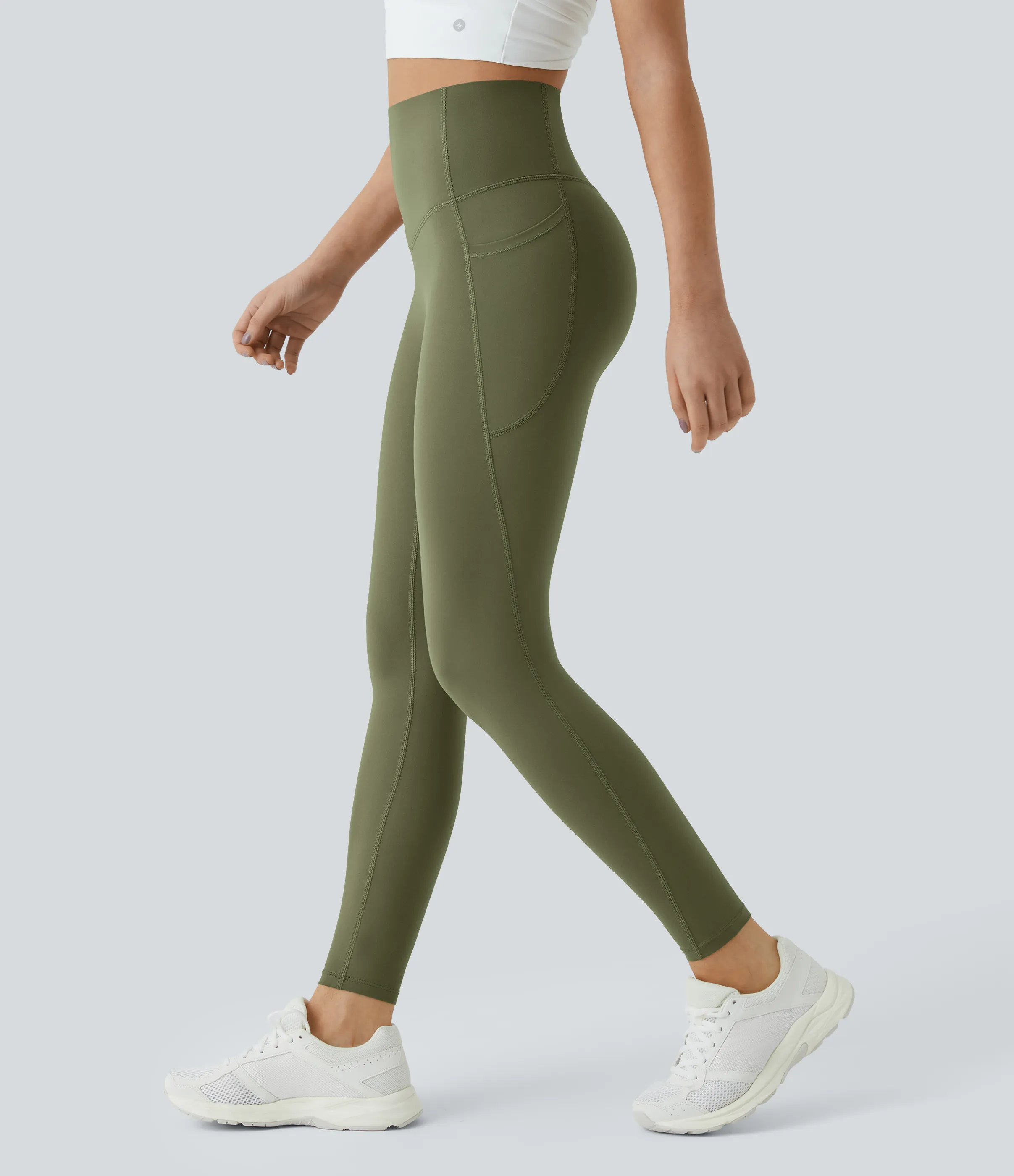 Halara Leggings SoCinched UltraSculpt entrenamiento control abdomen bolsillo lateral tiro alto - Grass Grey Green - XS(full_length) sold by Halara product image thumbnail 2