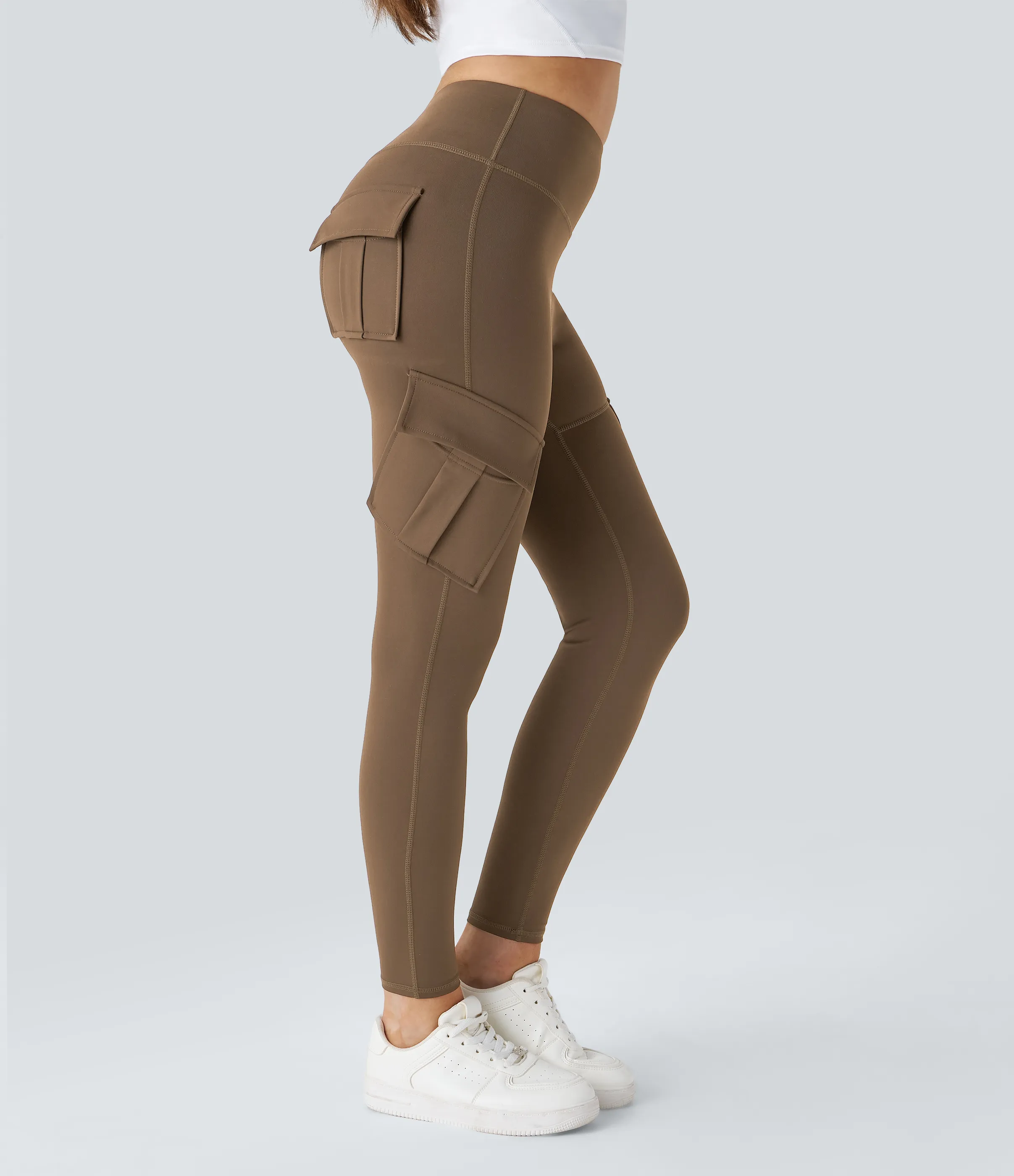 Halara Leggings yoga ajustado bolsillo cargo tiro alto - Sepia - XS(7/8) sold by Halara product image thumbnail 4