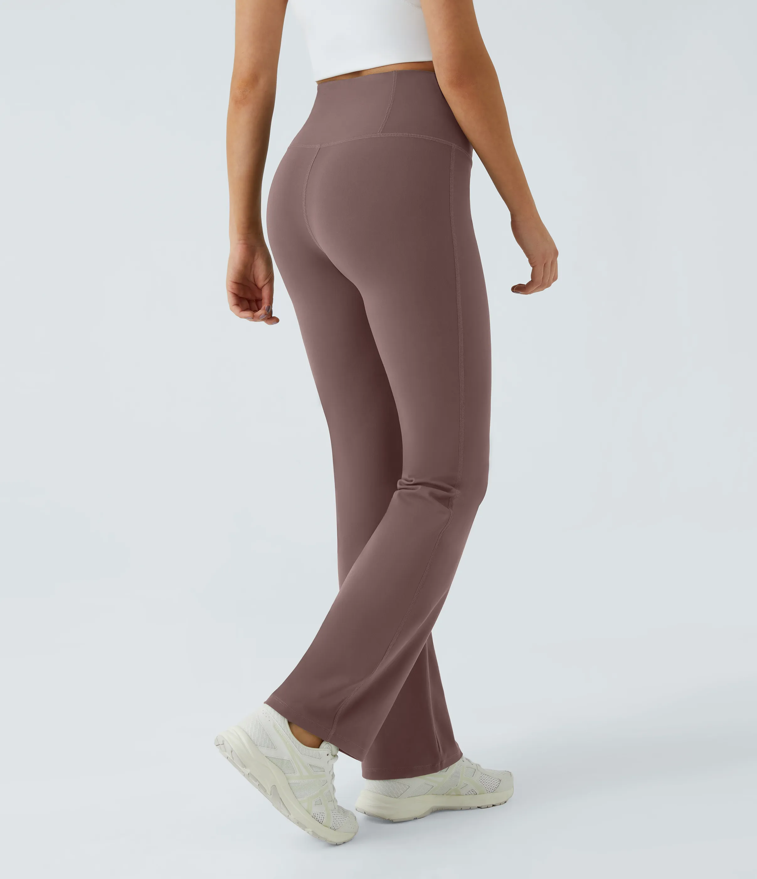 Halara Leggings lisos de tiro alto ligeramente acampanados con bolsillos - Purple Sandalwood - XL(petite) sold by Halara product image thumbnail 4