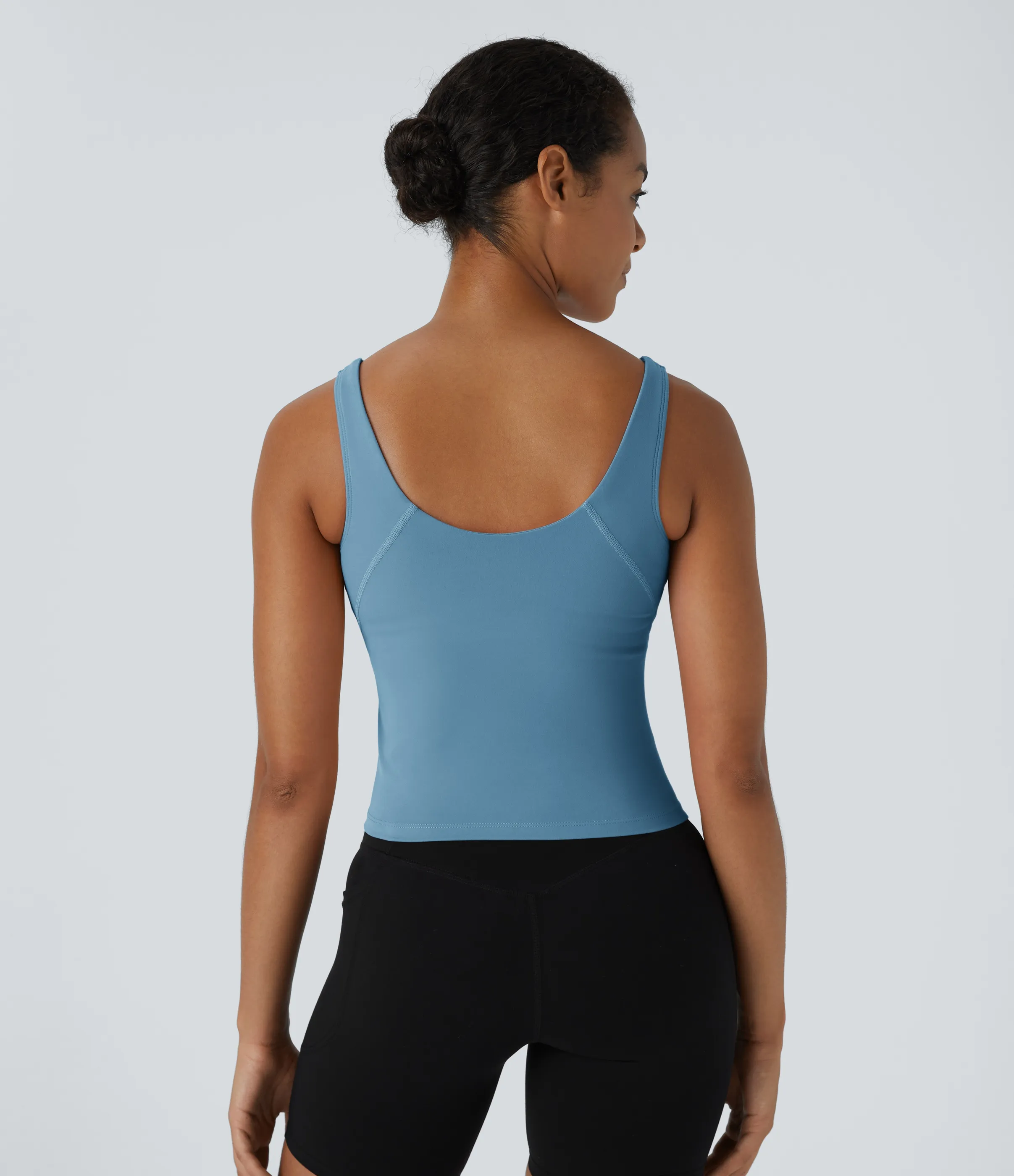 Halara Top largo Softlyzero™ Plush de tirantes con acolchado y cuello en V - Warm Mid Blue - L sold by Halara product image thumbnail 3