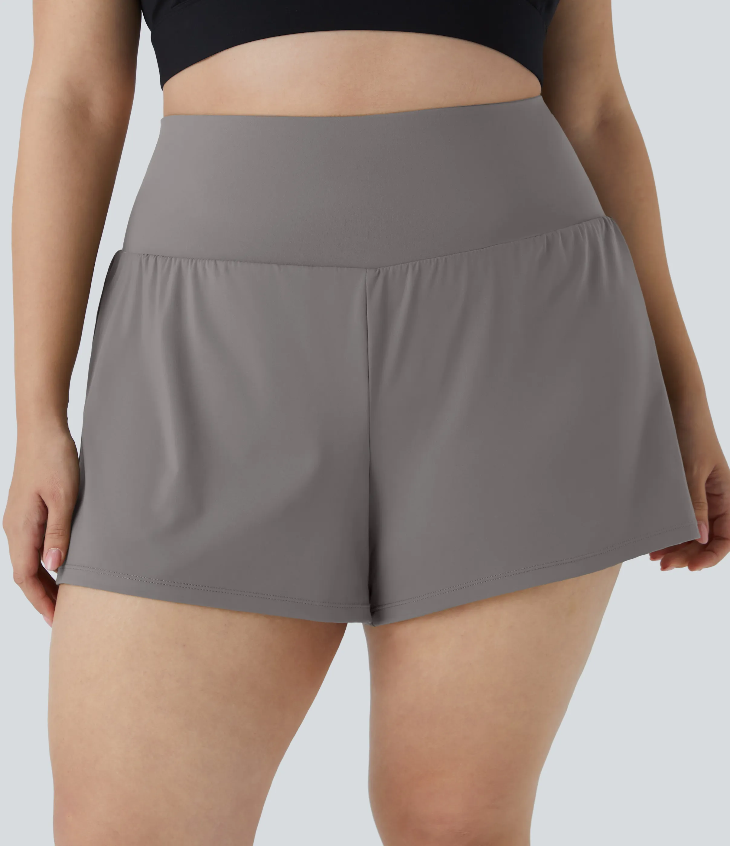 Halara Pantalón corto gimnasio bolsillo trasero lateral oculto 2 en 1 talla grande 6.3cm - Steeple Gray - 4X sold by Halara product image thumbnail 2