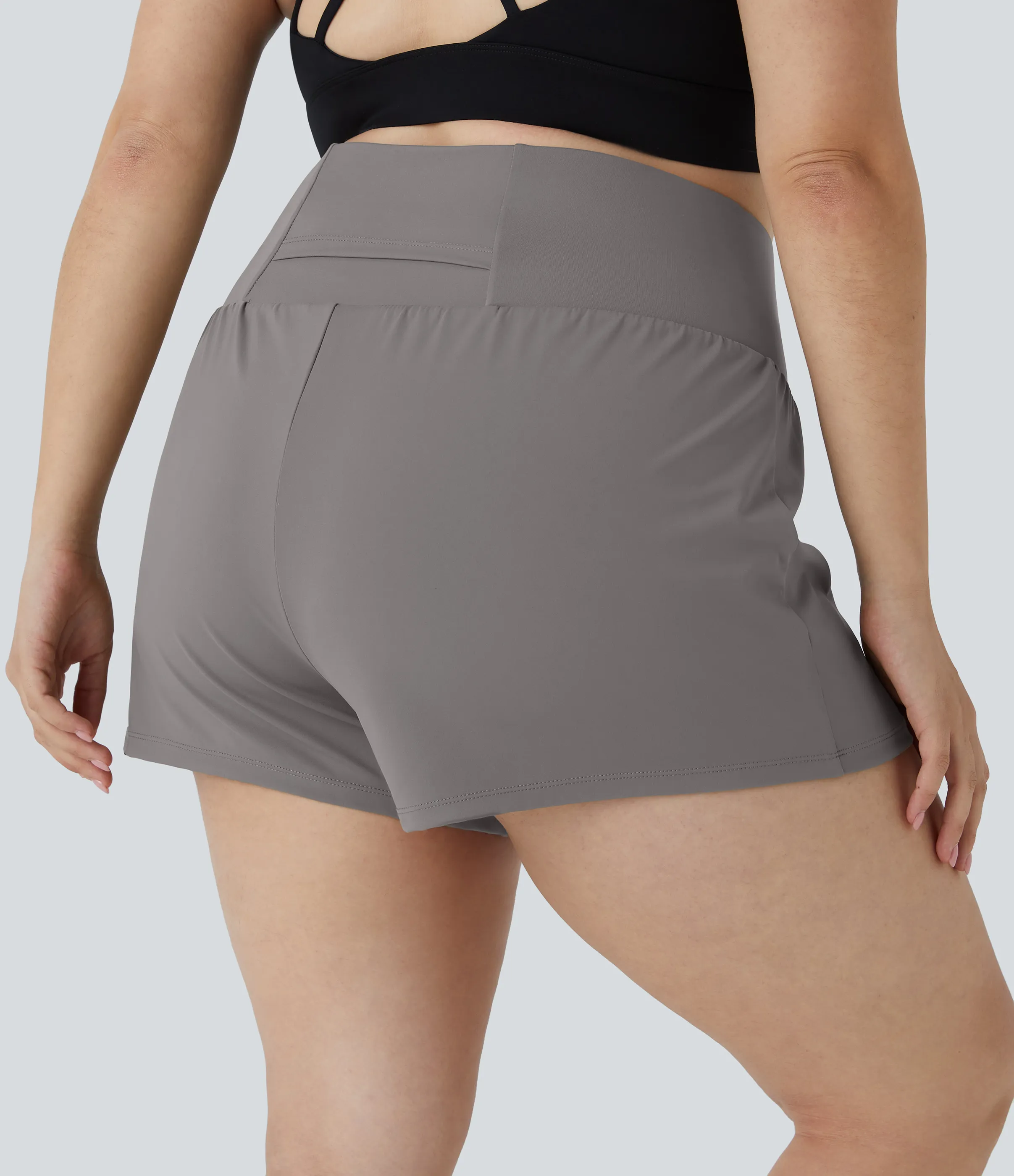 Halara Pantalón corto gimnasio bolsillo trasero lateral oculto 2 en 1 talla grande 6.3cm - Steeple Gray - 4X sold by Halara product image thumbnail 3