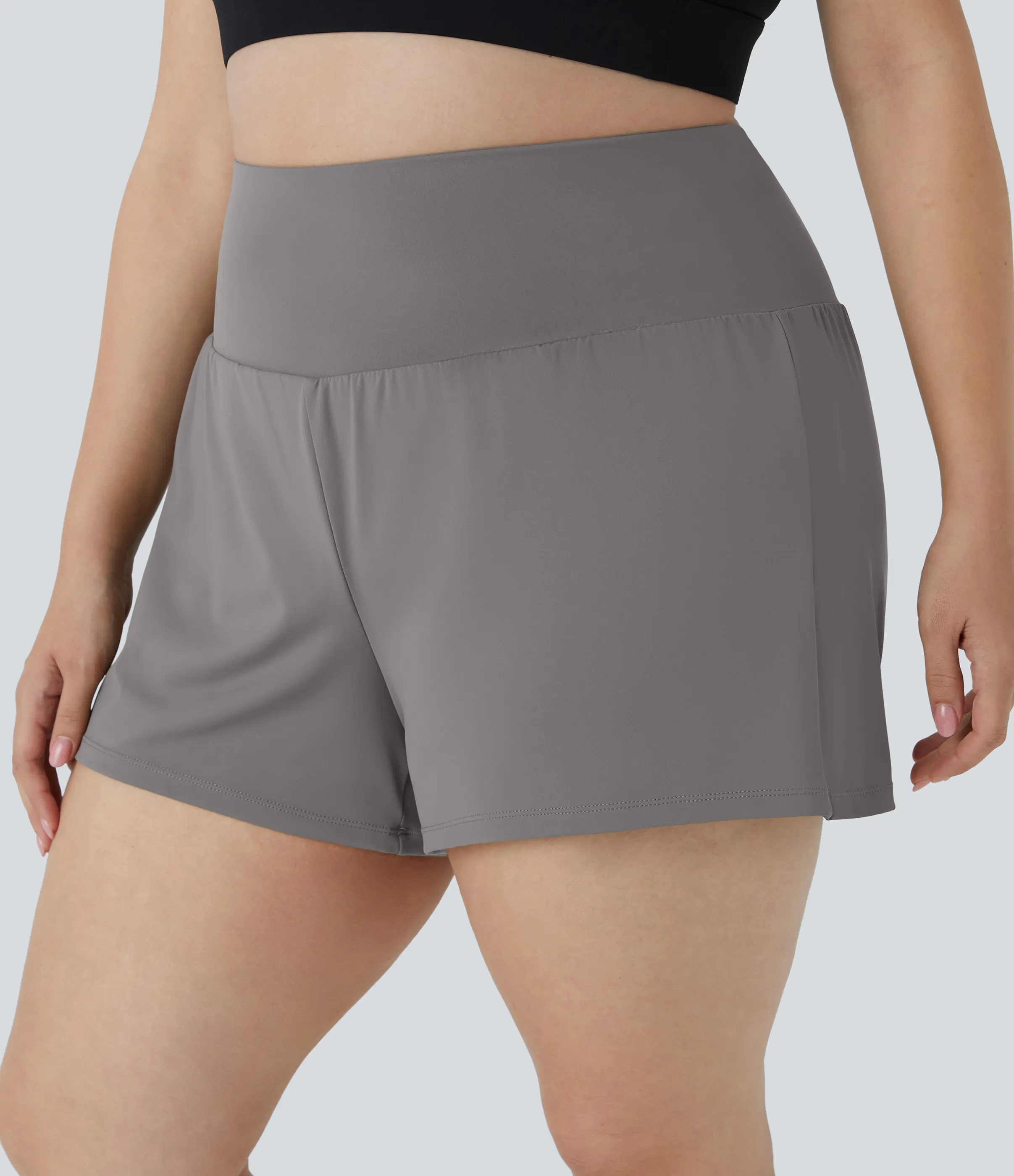 Halara Pantalón corto gimnasio bolsillo trasero lateral oculto 2 en 1 talla grande 6.3cm - Steeple Gray - 4X sold by Halara product image thumbnail 4