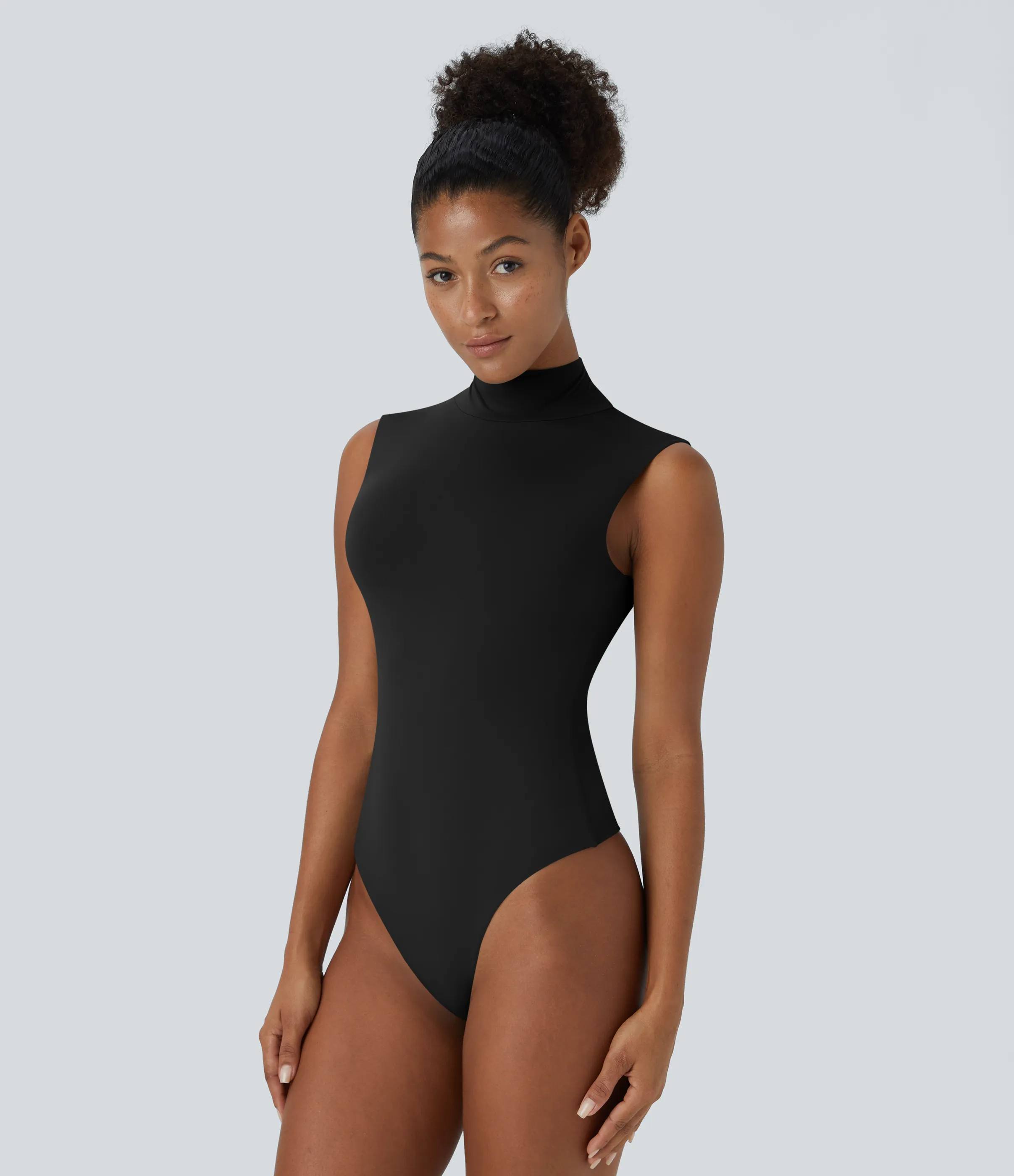 Halara Bodysuit liso sin mangas cuello alto - Black - XL sold by Halara