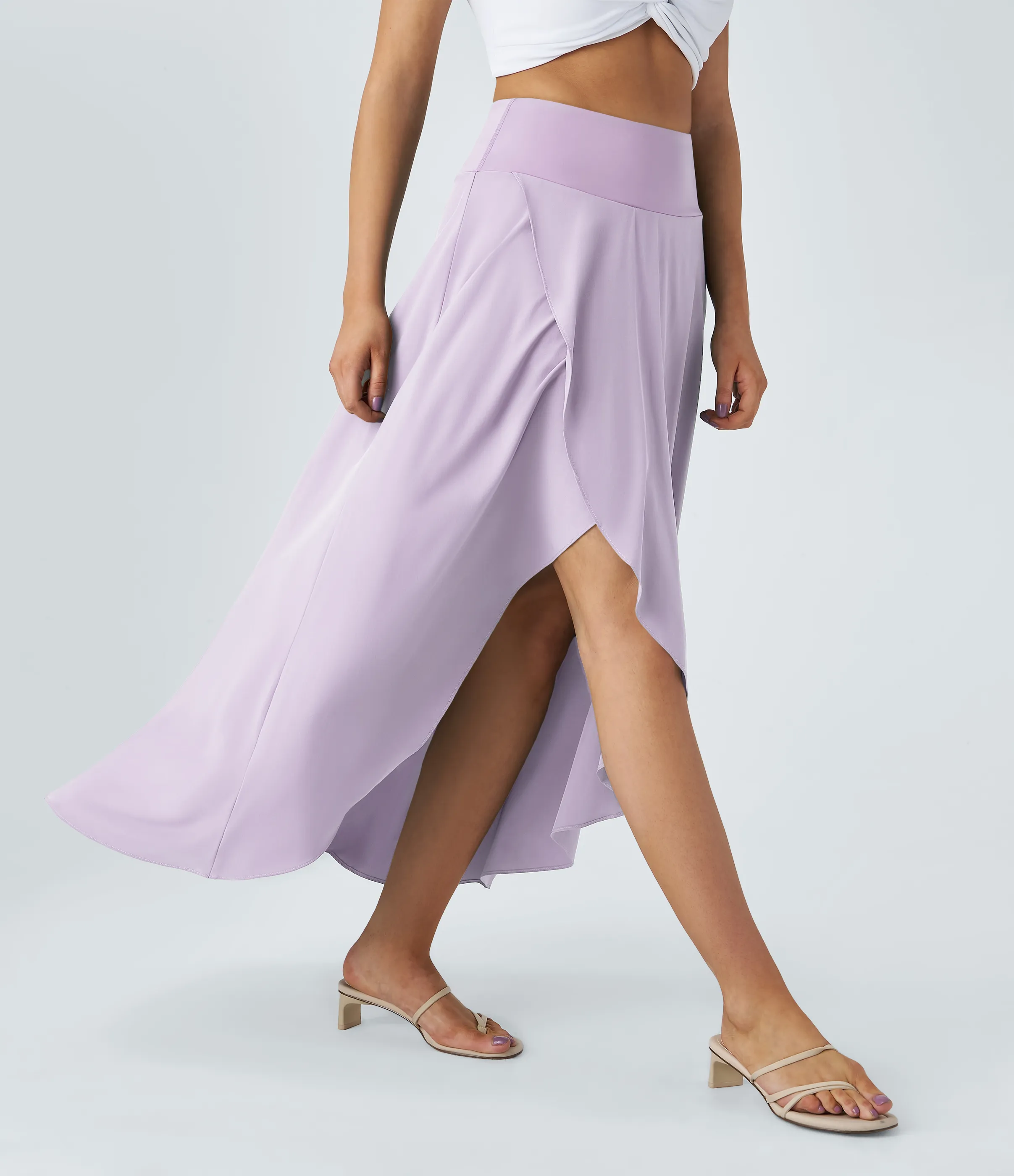 Halara Falda Breezeful™ larga regular tiro alto volante alto bajo 2 en 1 fluida secado rápido - Leisurely Lavender - L(regular) sold by Halara product image thumbnail 5