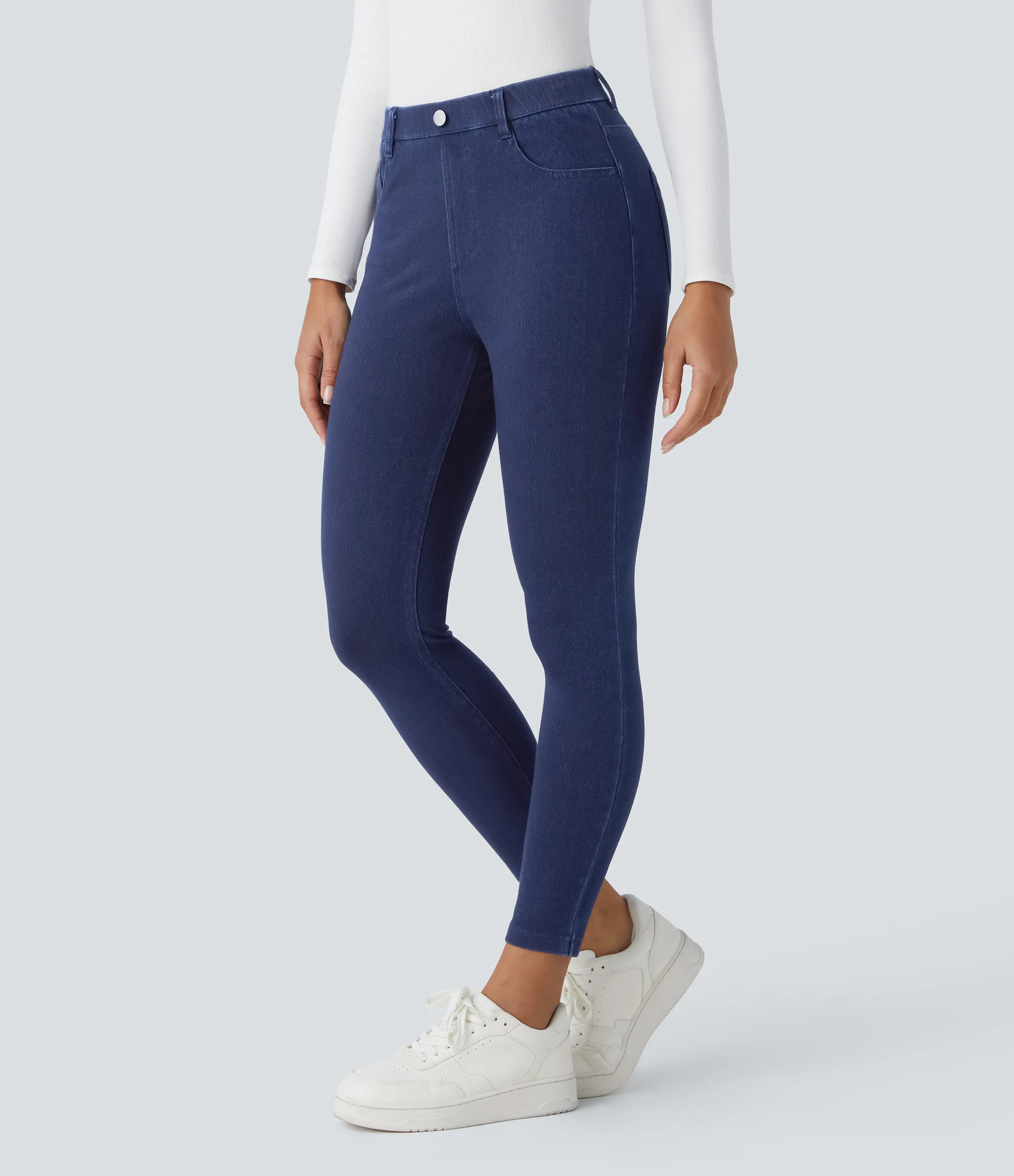 Halara Leggings Halara Flex™ Denim oficina elástico múltiple bolsillo tiro alto - Midnight Blue Denim - L(7/8) sold by Halara product image thumbnail 2
