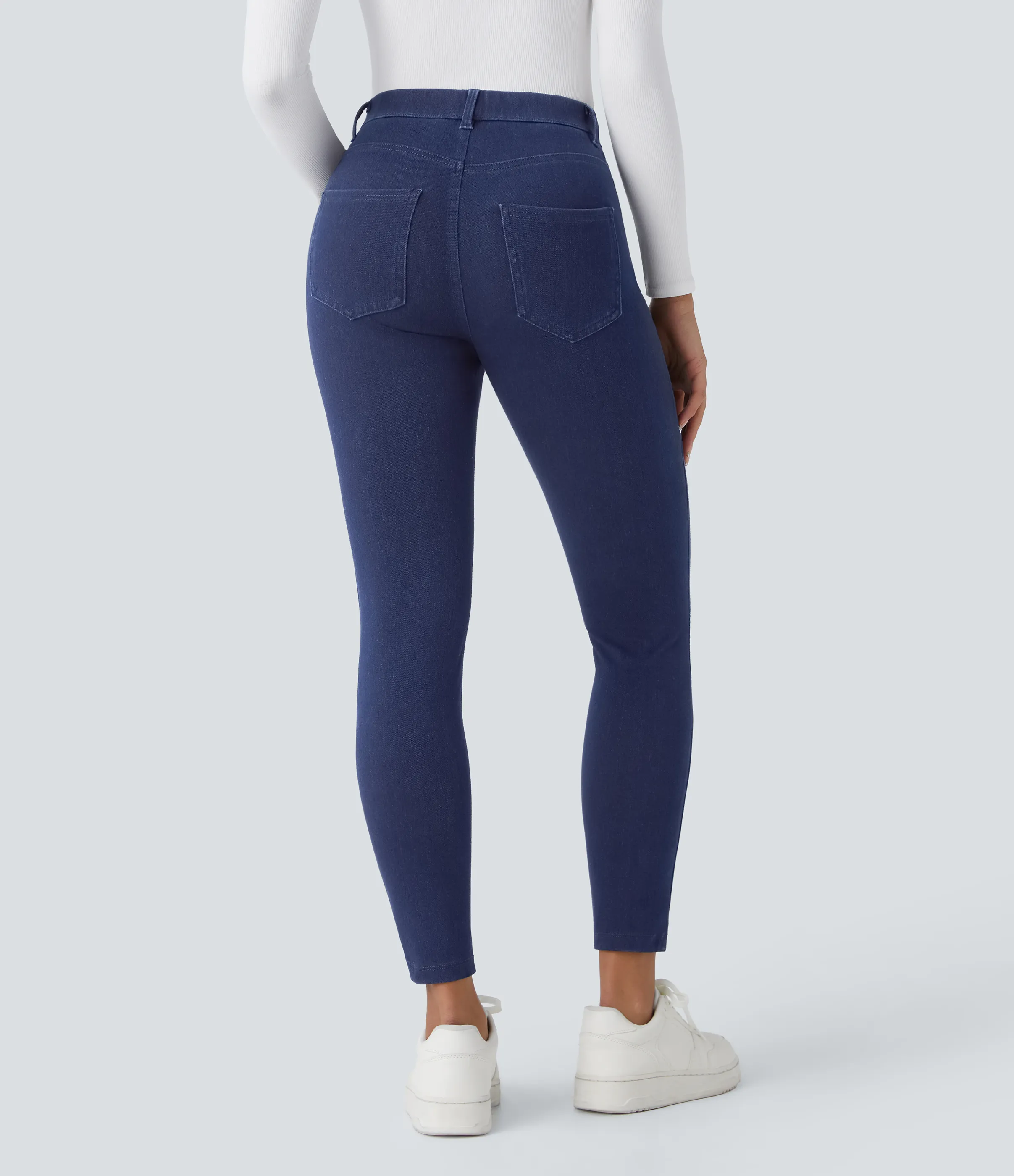Halara Leggings Halara Flex™ Denim oficina elástico múltiple bolsillo tiro alto - Midnight Blue Denim - L(7/8) sold by Halara product image thumbnail 3