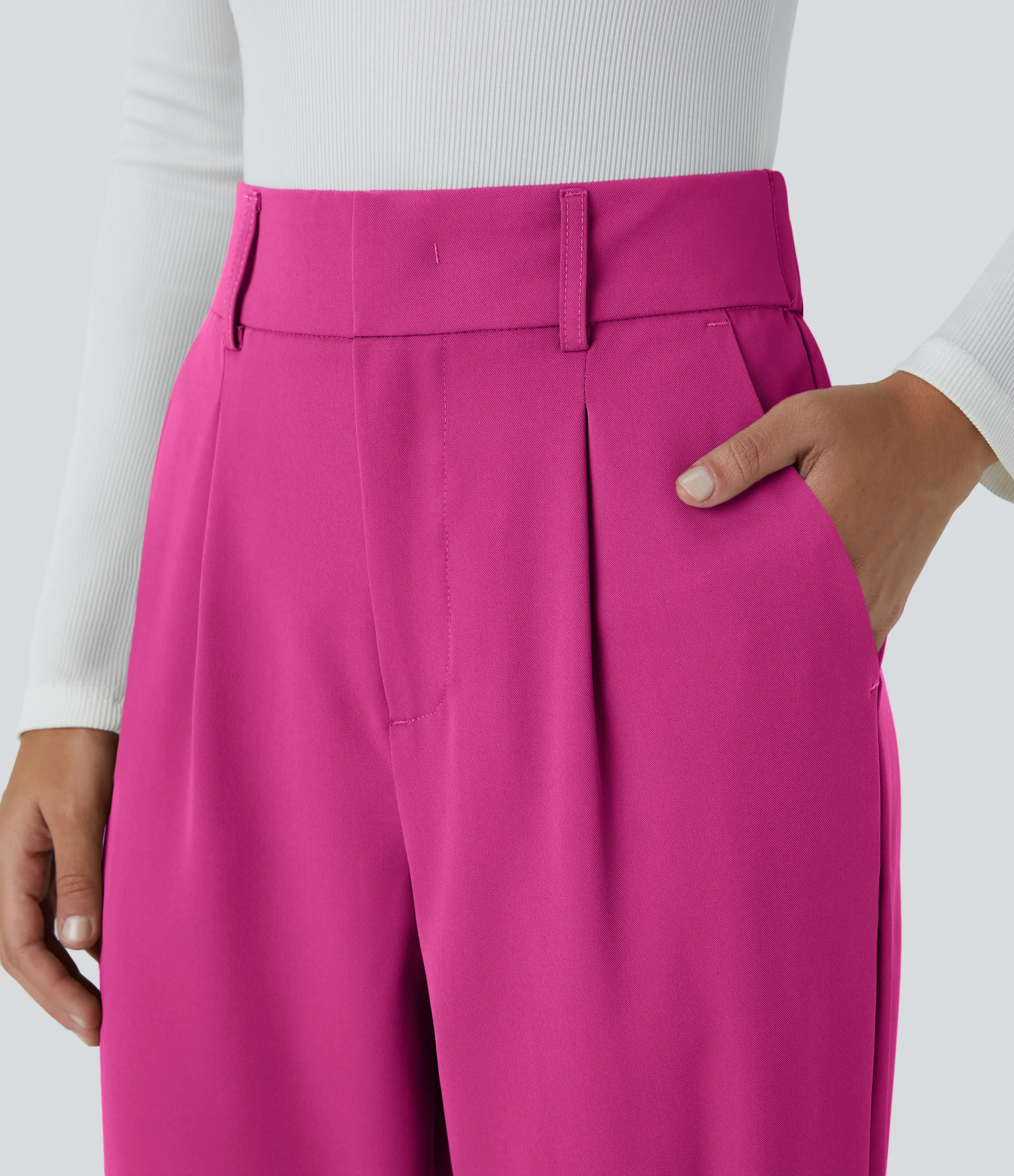 Halara Pantalón oficina ajustado tiro alto bolsillo lateral - Fuchsia Fedora - M(regular) sold by Halara product image thumbnail 5