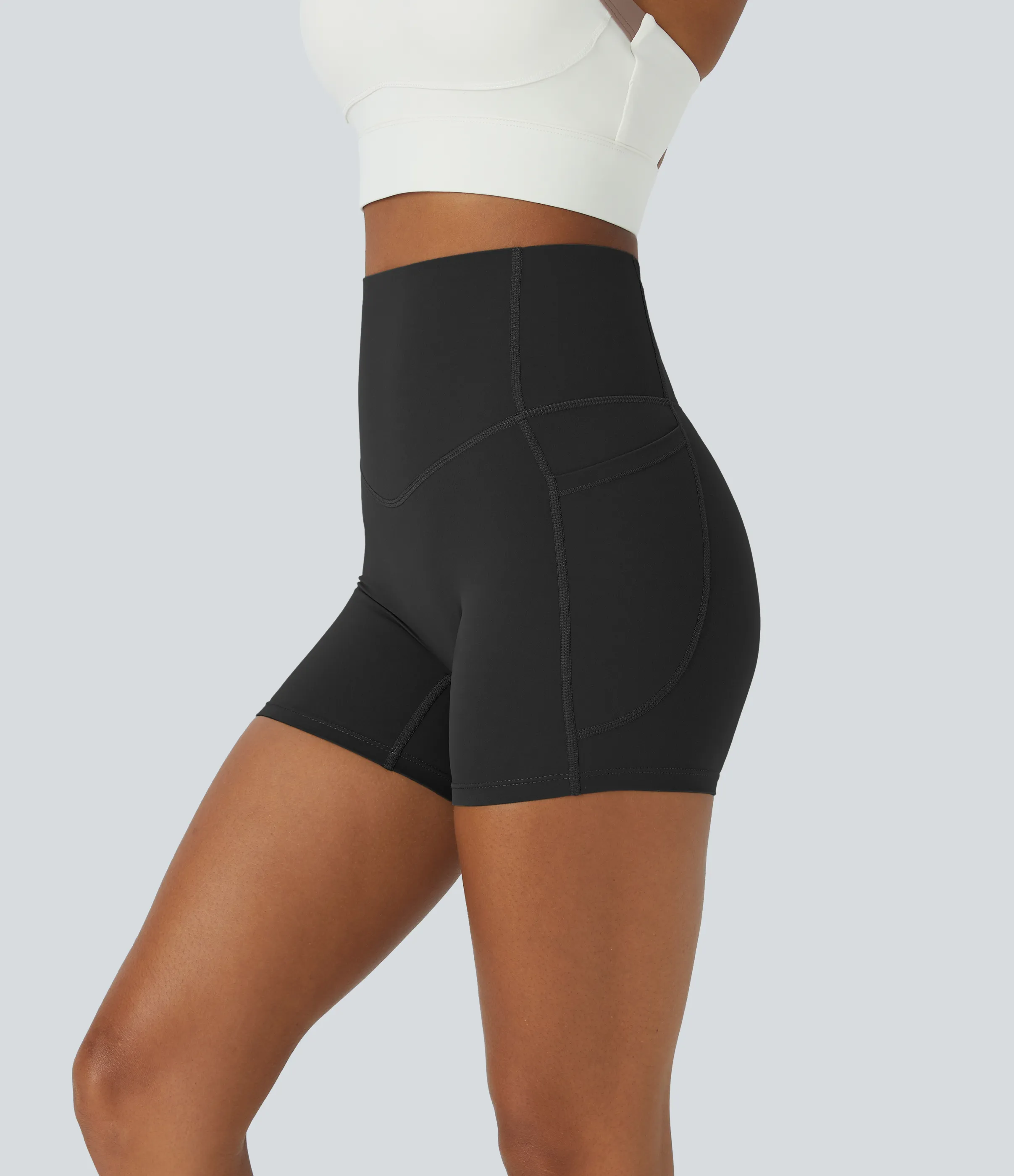 Halara Shorts de ciclista UltraSculpt™ moldeadores de abdomen de tiro alto y bolsillos laterales 12.5cm - Black - S sold by Halara product image thumbnail 2
