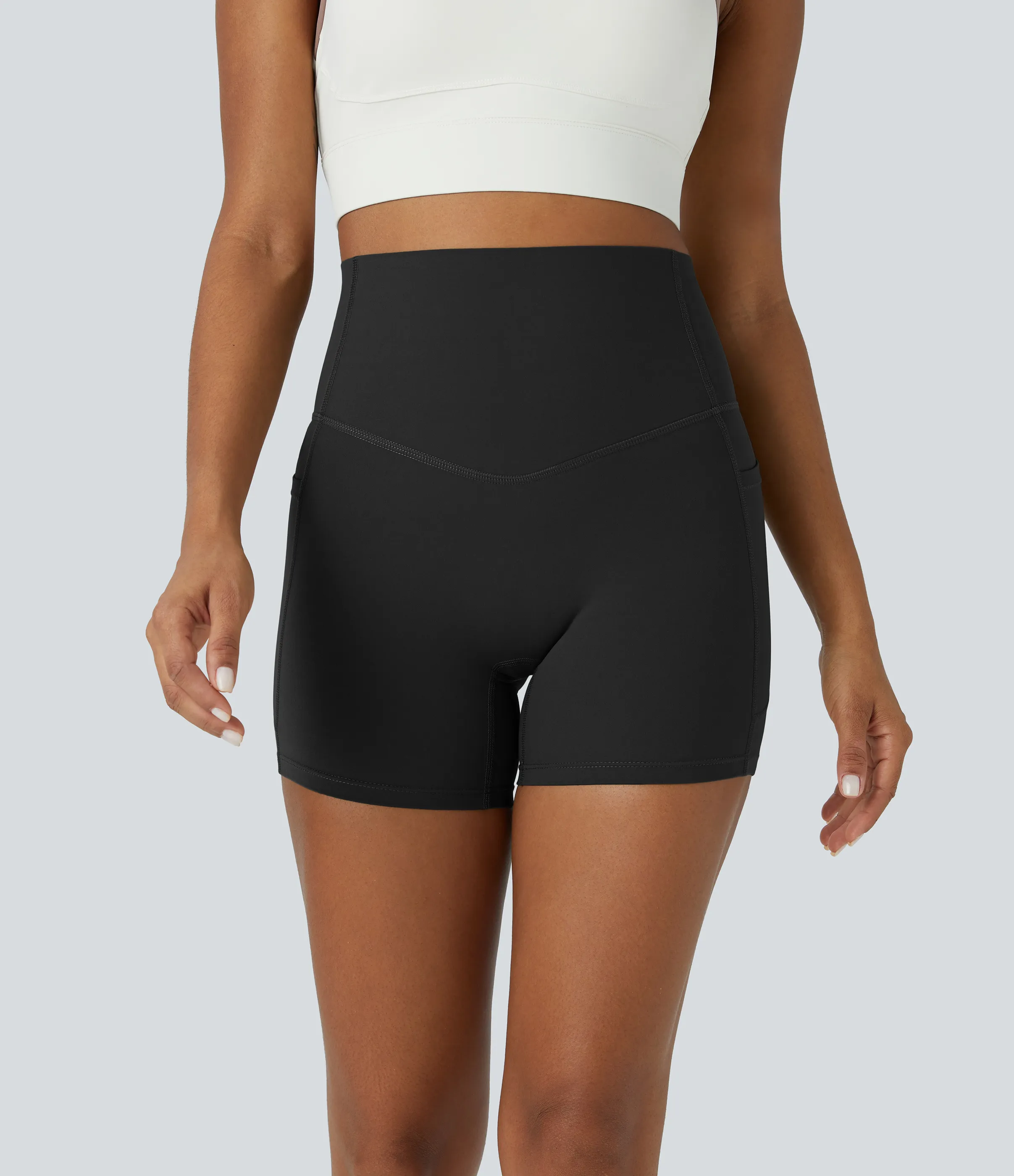 Halara Shorts de ciclista UltraSculpt™ moldeadores de abdomen de tiro alto y bolsillos laterales 12.5cm - Black - S sold by Halara product image thumbnail 3