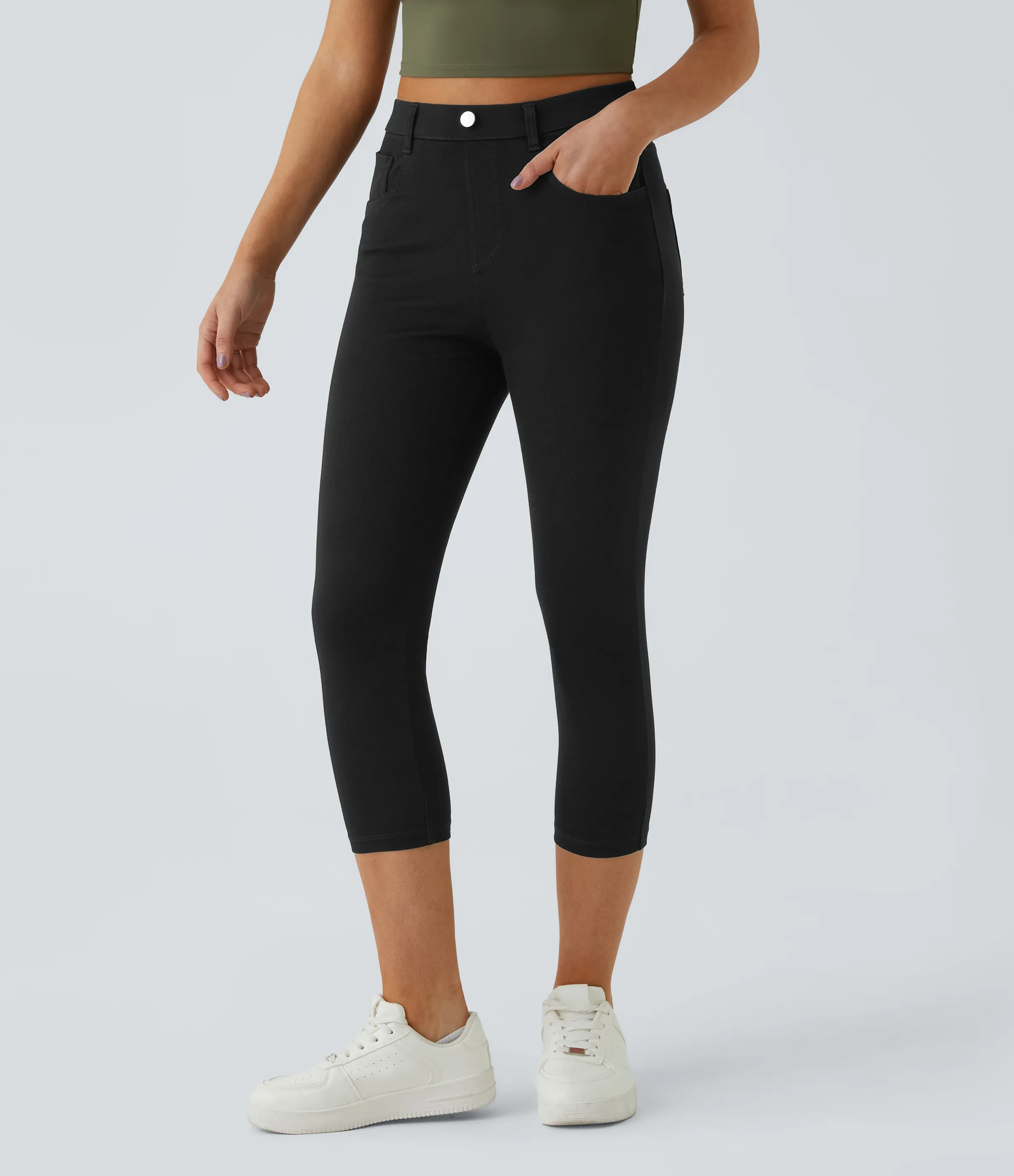Halara Leggings capri Halara Flex™ Denim elástico múltiple bolsillo tiro alto - Black Denim - M(regular) sold by Halara product image thumbnail 3