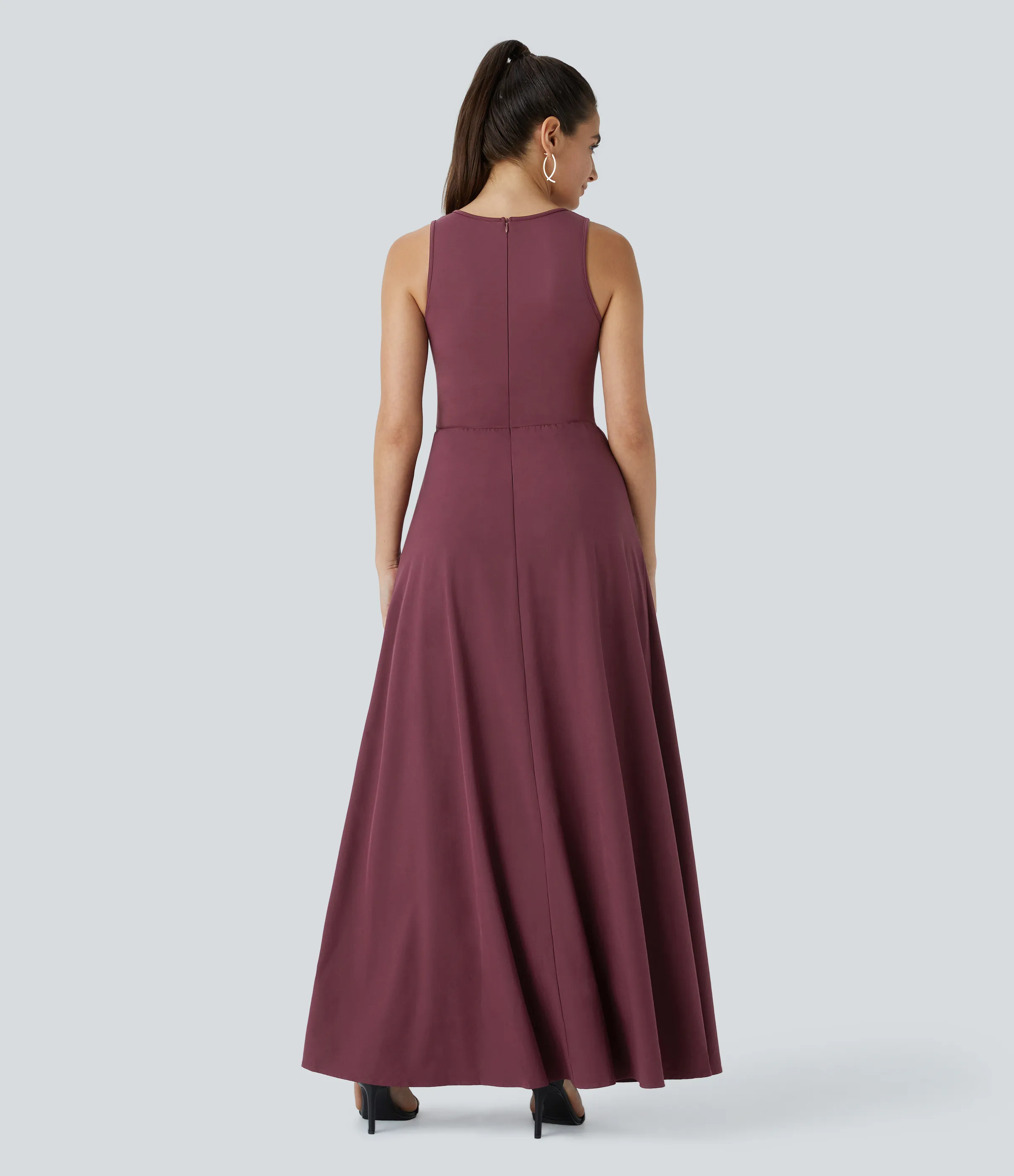 Halara Mono Breezeful™ sin mangas cremallera bolsillo lateral contrastante secado rápido dama honor invitada boda - Amaranth - L(petite) sold by Halara product image thumbnail 3