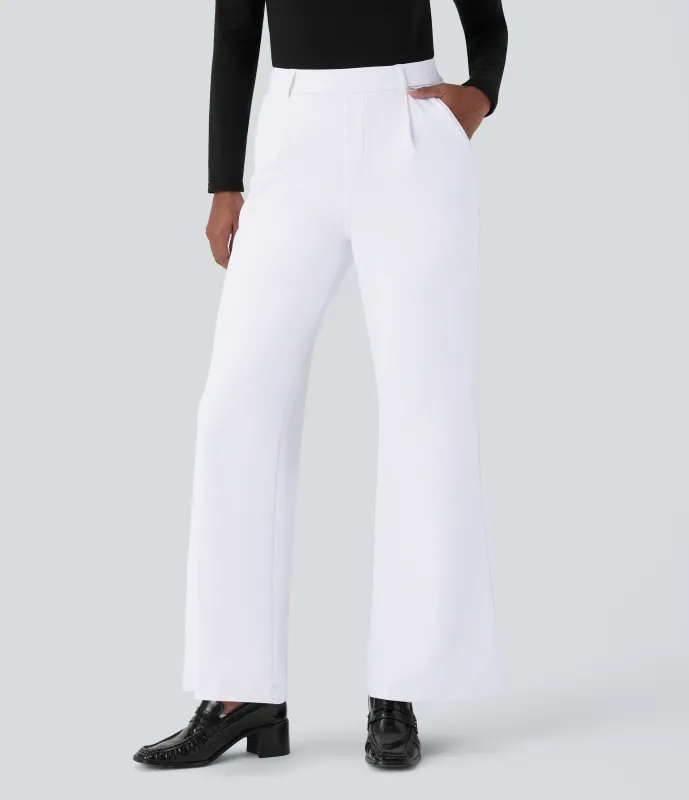 Halara Pantalón  oficina acampanado bolsillo lateral tiro alto - White - M(regular) sold by Halara