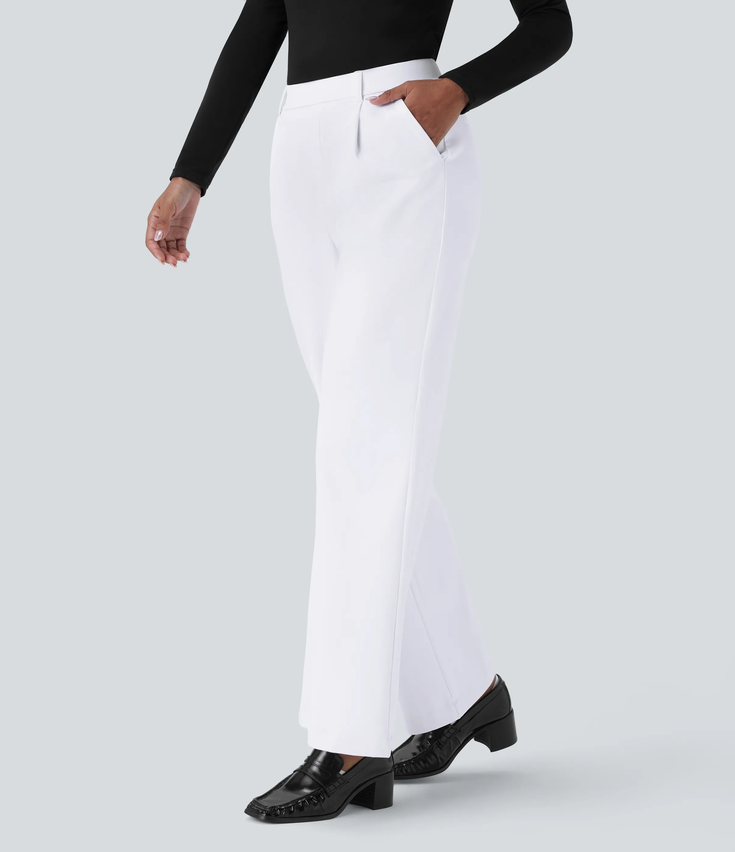 Halara Pantalón oficina acampanado bolsillo lateral tiro alto - White - M(regular) sold by Halara product image thumbnail 4