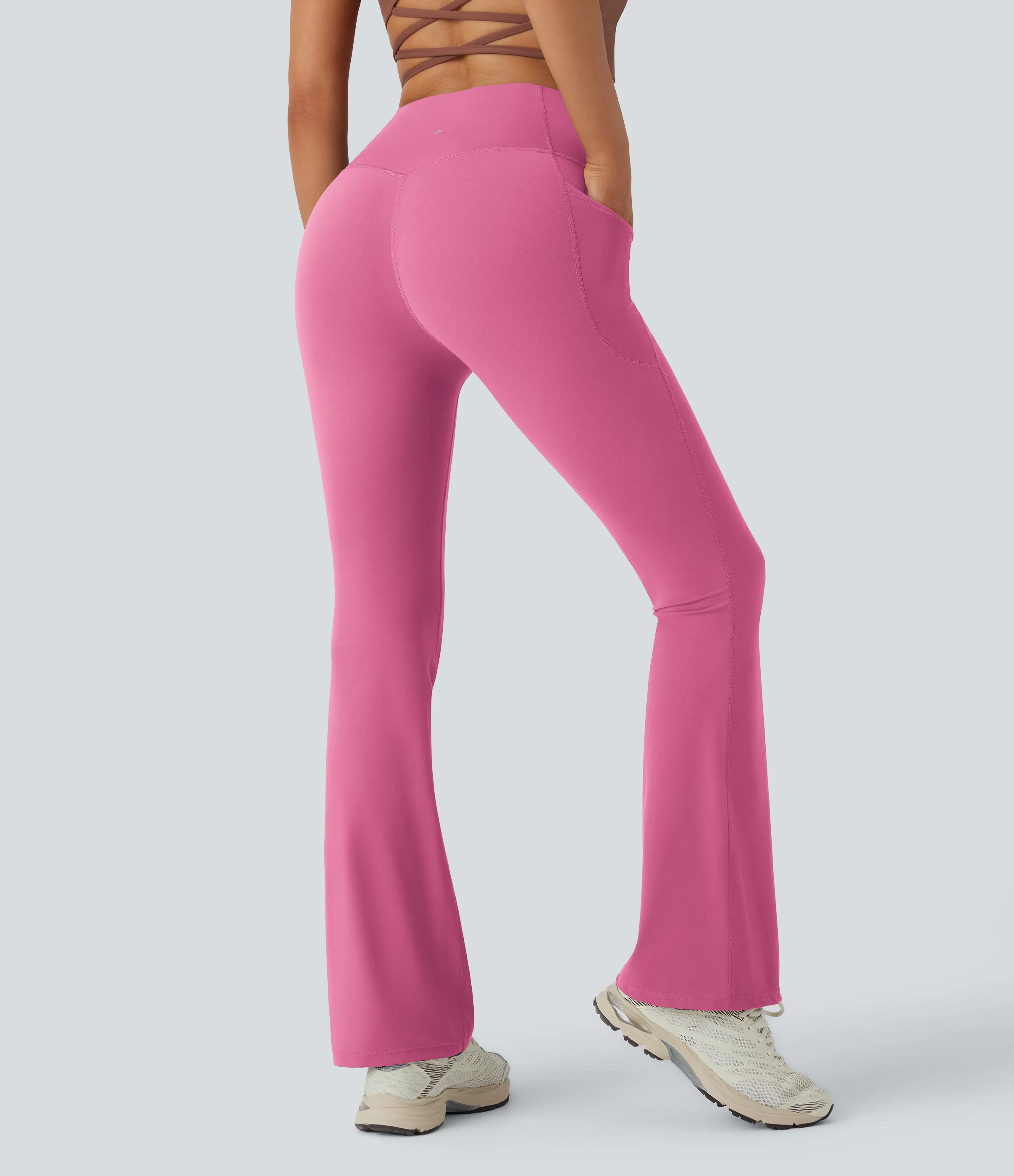 Halara Leggings SoCinched UltraSculpt yoga Bootcut tiro alto control abdomen bolsillo lateral moldeador - Pink Power - S(regular) sold by Halara product image thumbnail 3