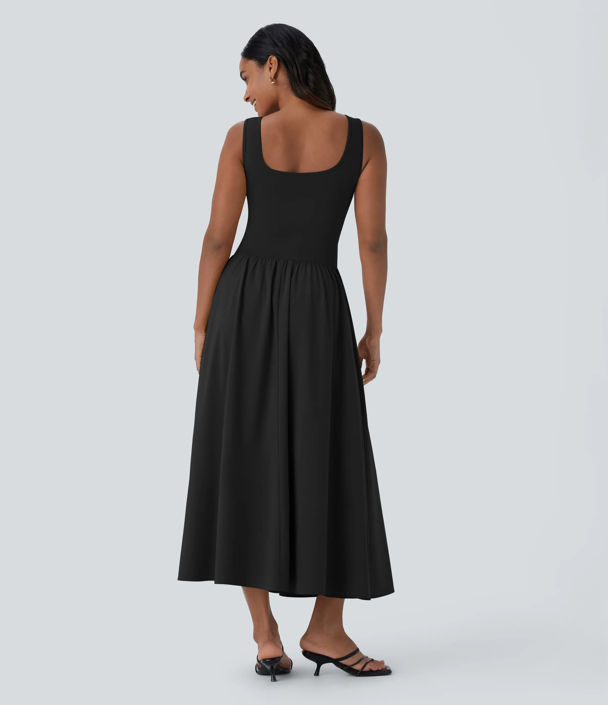 Halara Vestido maxi Breezeful™ sin mangas corte secado rápido usar delante detrás - Black - S sold by Halara product image thumbnail 3