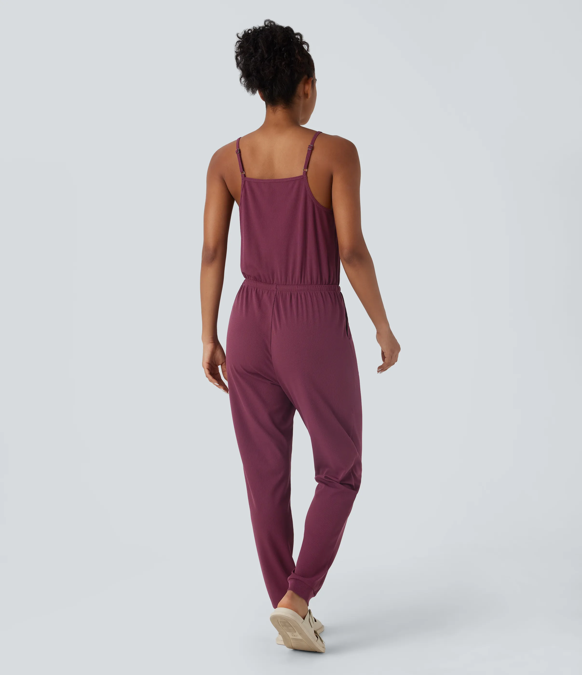 Halara Mono cuello V cruzado correa ajustable cordón bolsillo lateral gofre - Evening Red - XS(regular) sold by Halara product image thumbnail 3